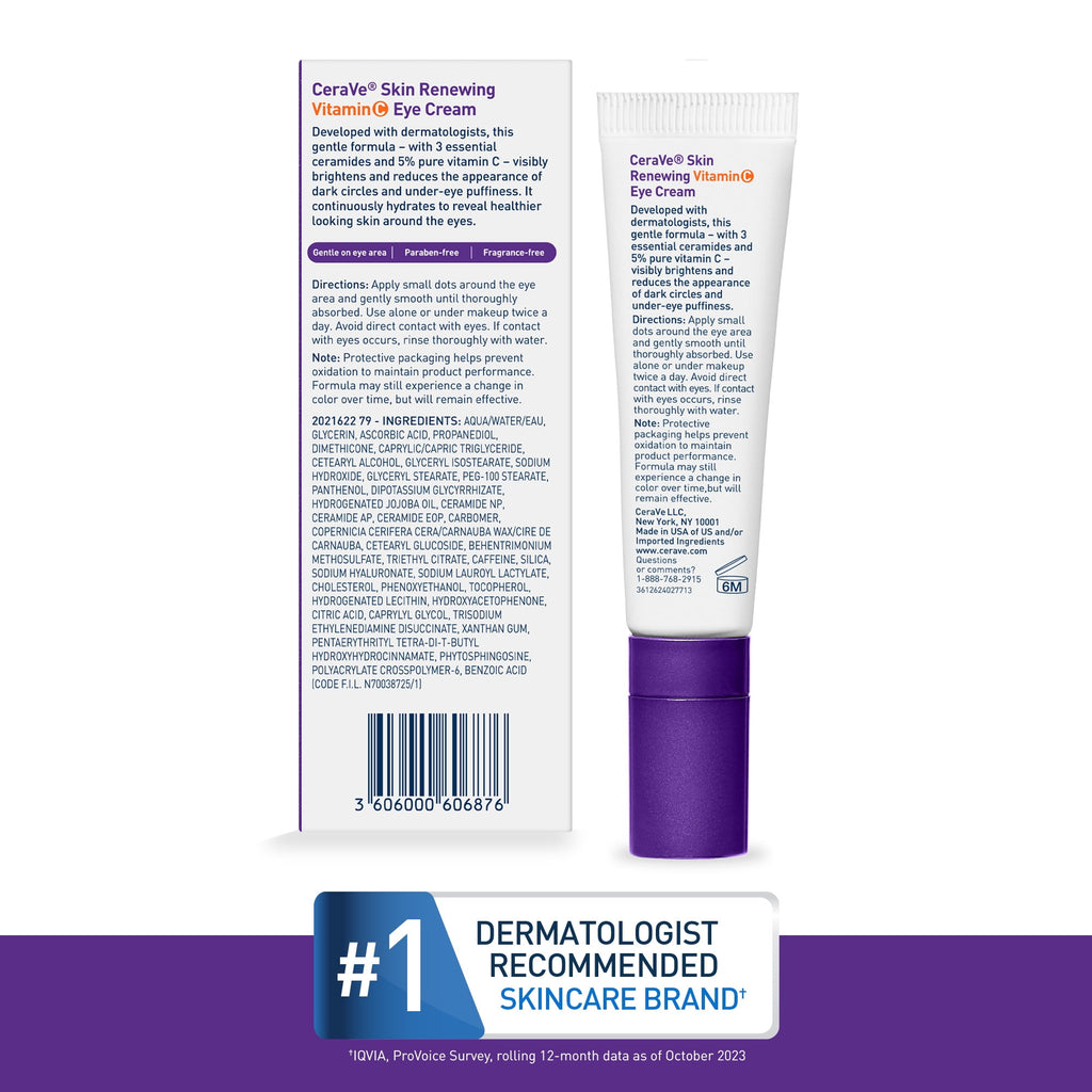 CeraVe Skin Renewing Vitamin C Eye Cream for Dark Circles and Puffiness, 0.5 fl oz