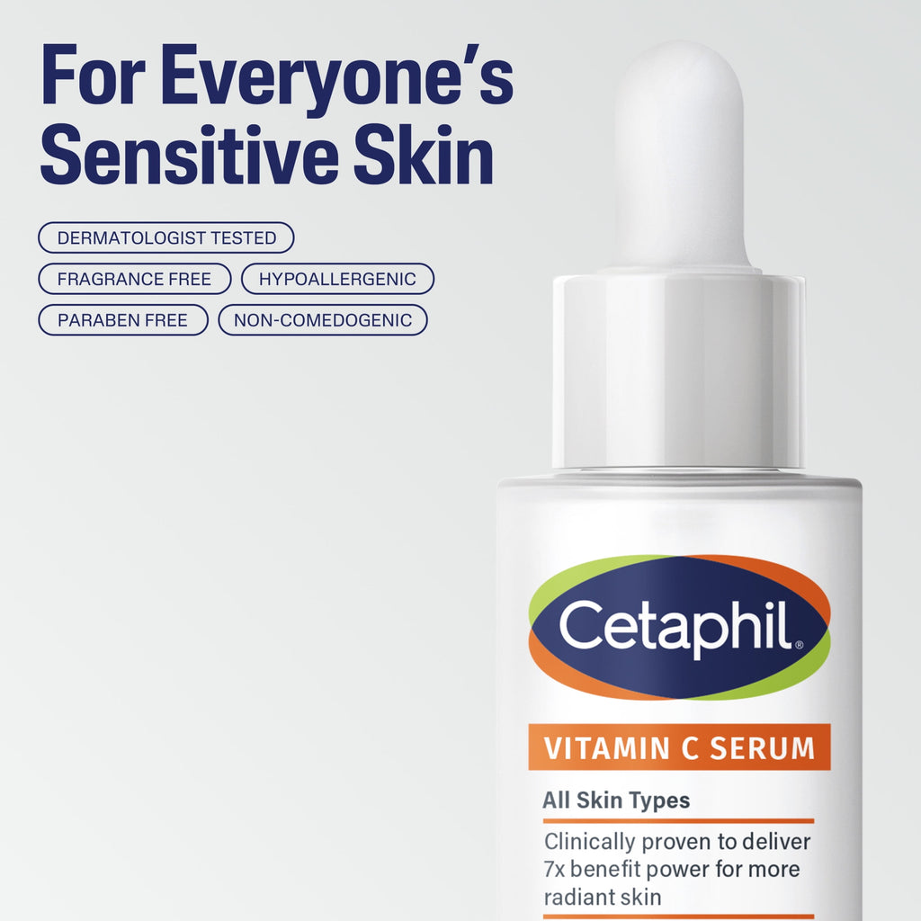 CETAPHIL Vitamin C Serum, Lightweight Face Serum for All Skin Types, Vitamin C, Niacinamide & Sunflower Seed Oil, 1 fl oz