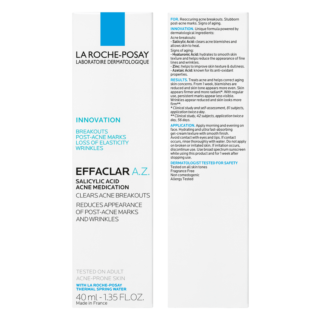La Roche-Posay Effaclar AZ Acne Treatment Gel for Blemishes and Dark Spots with Salicylic Acid, 1.35 fl oz