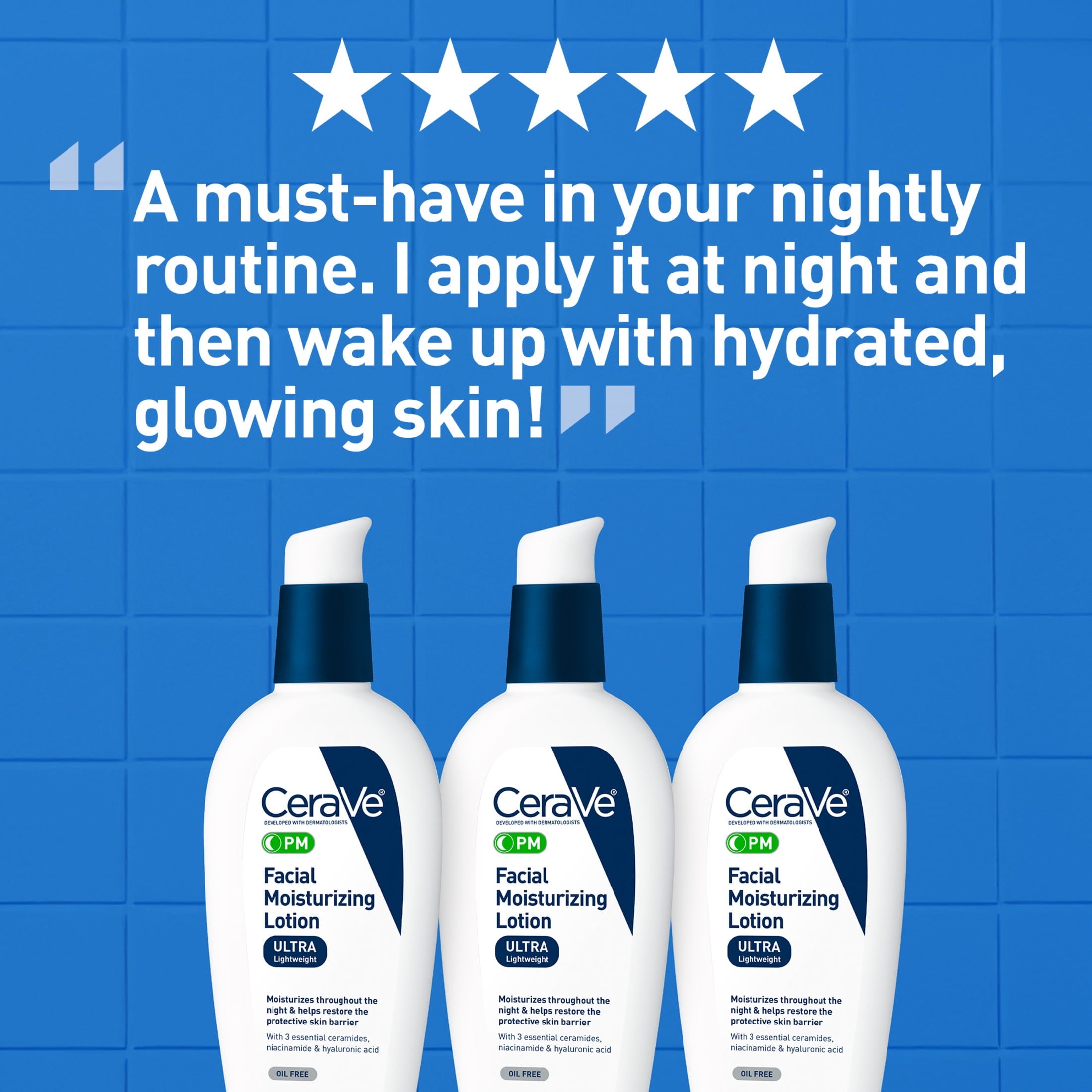 CeraVe PM Facial Moisturizing Lotion Night Cream, 3 fl oz