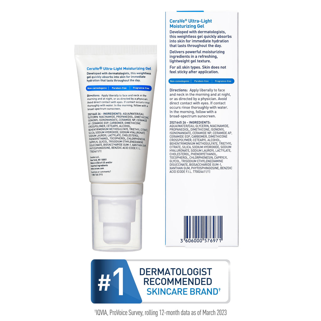 CeraVe Face Moisturizer Ultra-Light Gel with Hyaluronic Acid & Niacinamide 1.75 fl oz