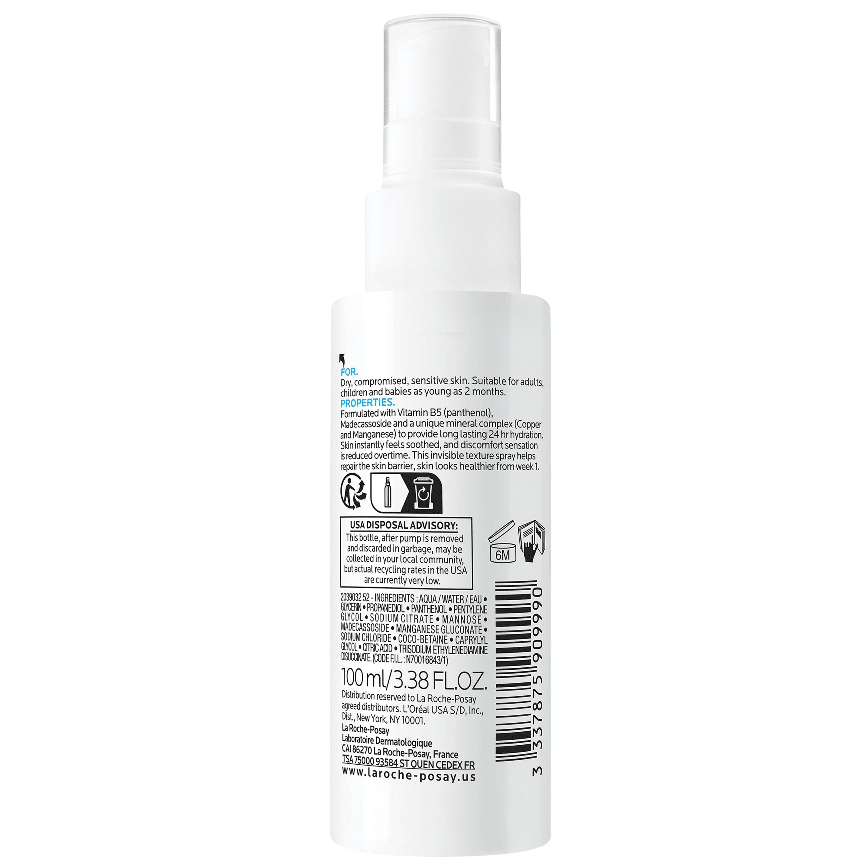 La Roche-Posay Cicaplast B5 Facial Spray, Soothing Repairing Concentrate, 3.38 fl oz