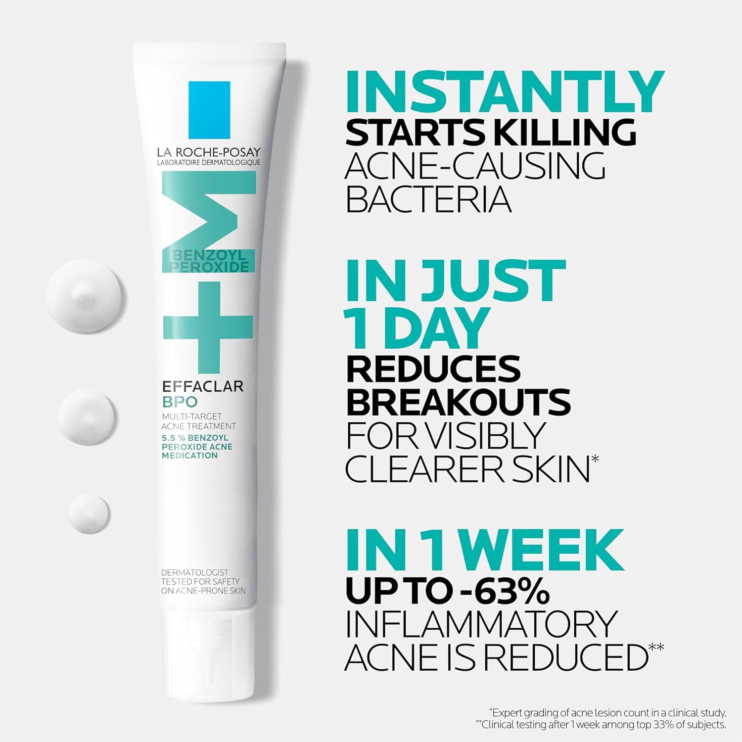 La Roche-Posay Effaclar BPO Multi-Target 5.5% Benzoyl Peroxide Acne Spot Treatment Cream, 0.7 fl oz