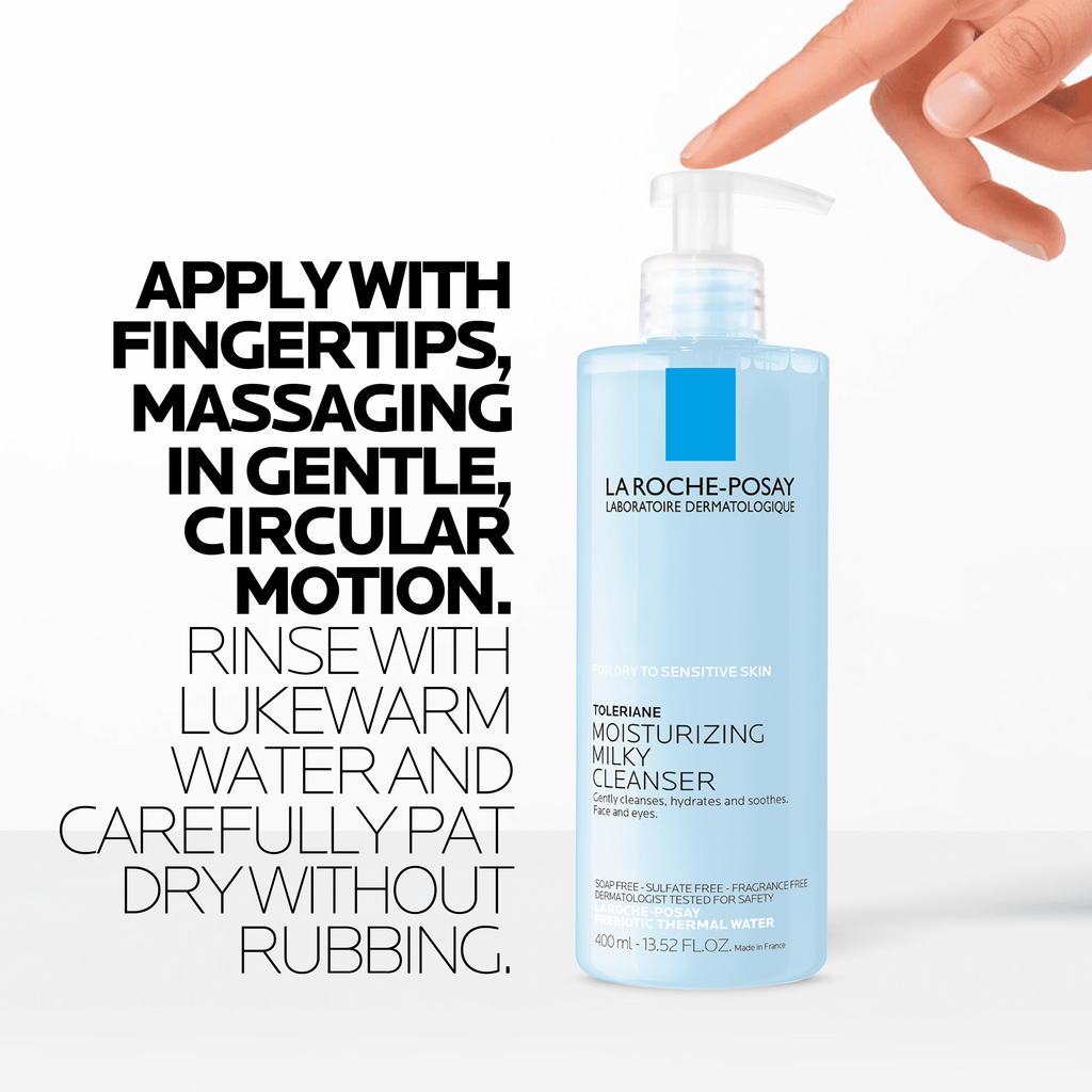 La Roche-Posay Toleriane Moisturizing Milky Facial Cleanser for Dry, Sensitive Skin, 13.5 fl oz