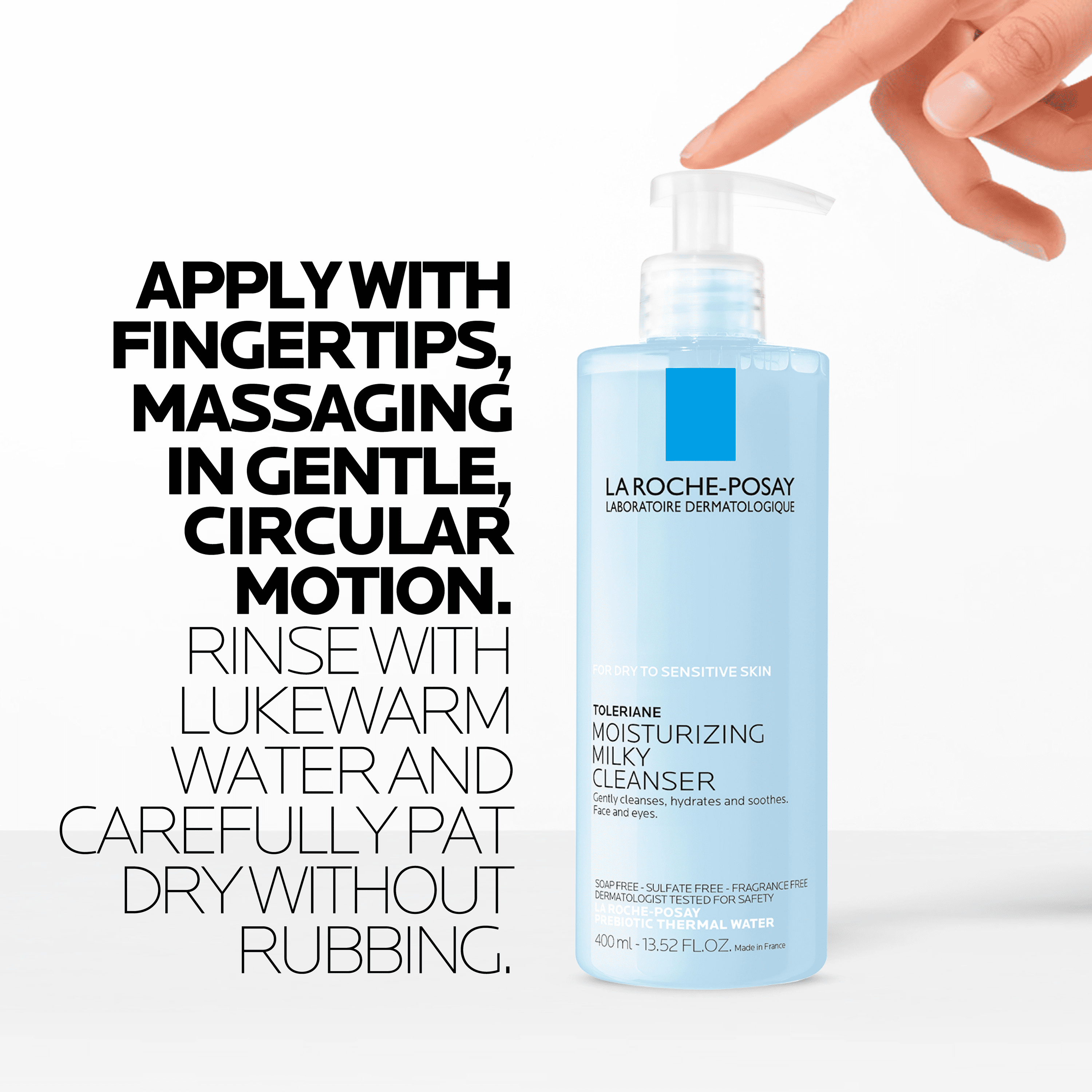 La Roche-Posay Toleriane Moisturizing Milky Facial Cleanser for Dry, Sensitive Skin, 13.5 fl oz
