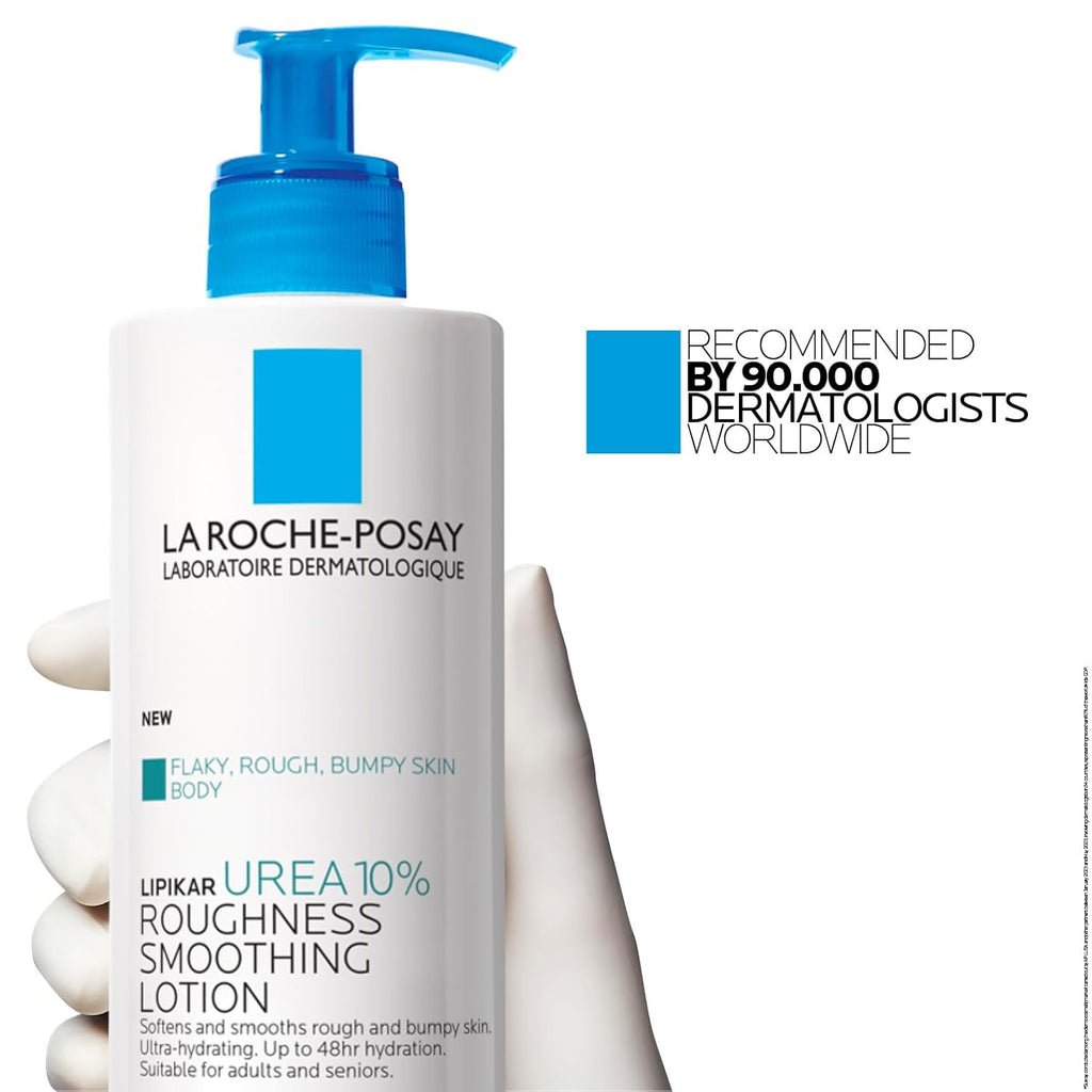 La Roche-Posay Lipikar Urea 10% Roughness Smoothing Body Lotion for Dry Skin, 13.52 fl oz