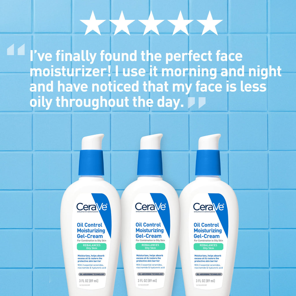CeraVe Moisturizer Oil Control Gel-Cream Face for Oily Skin with Ceramides 3 fl oz