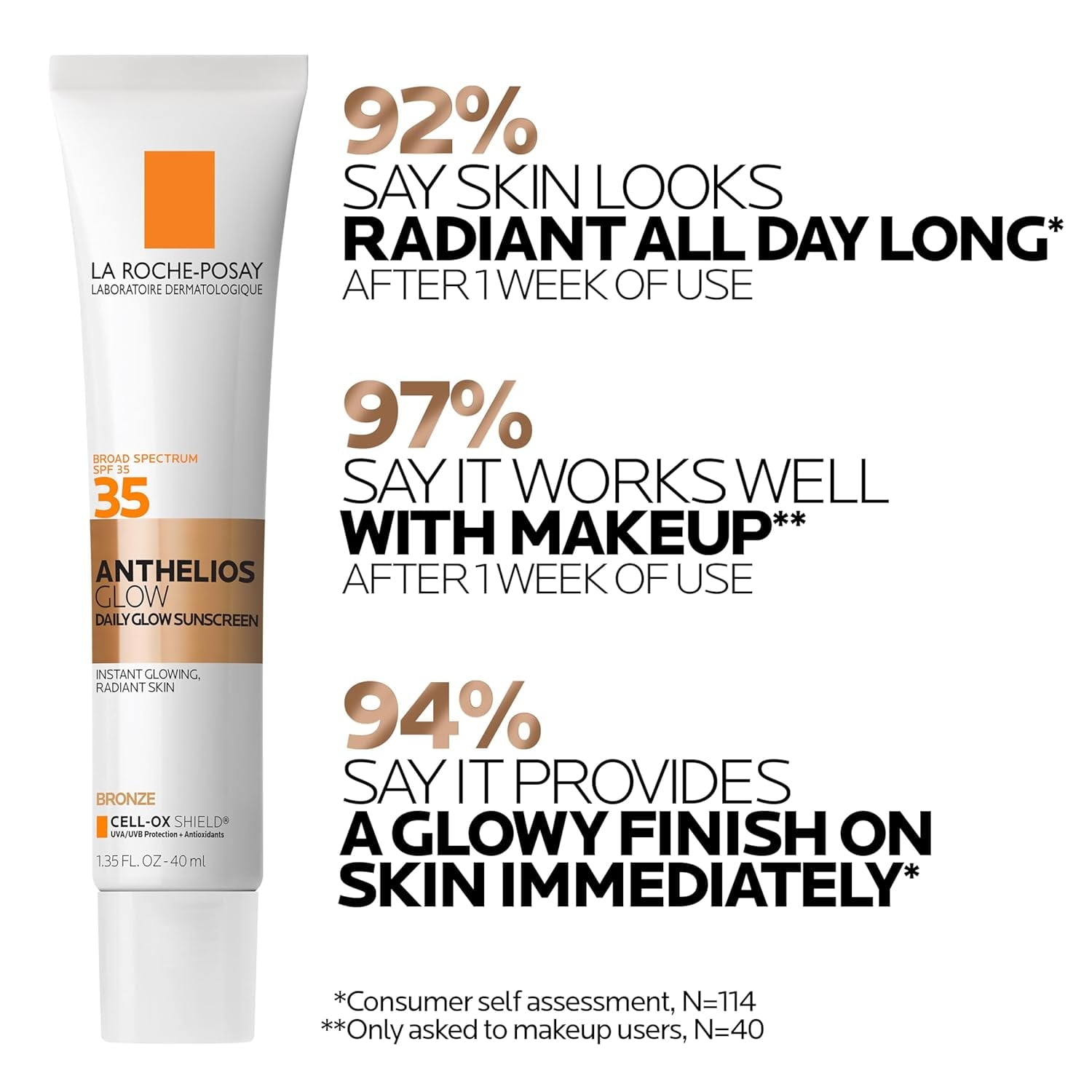 La Roche-Posay Anthelios Glow Face Sunscreen SPF 35 - Bronze, 1.35 fl oz