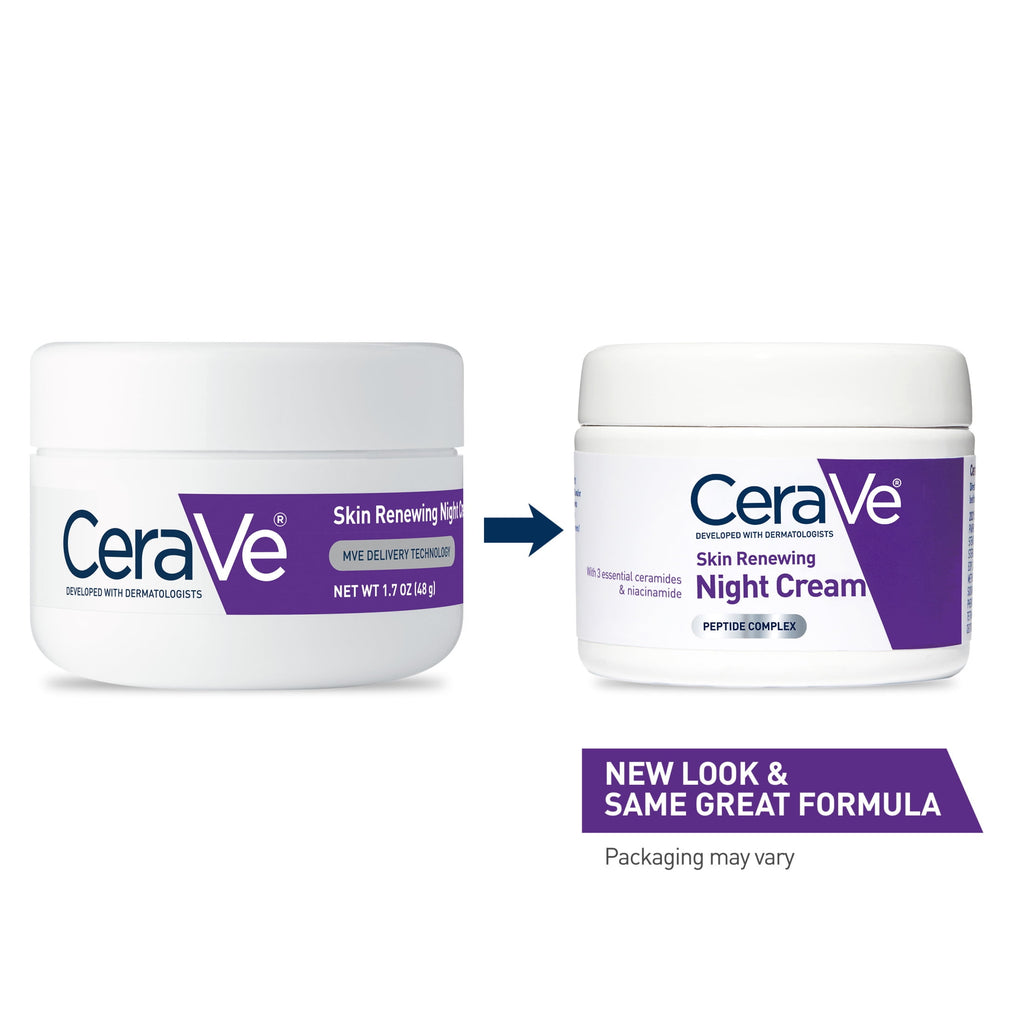CeraVe Moisturizer Skin Renewing Night Face Cream with Peptides & Hyaluronic Acid for All Skin Types 1.7 oz