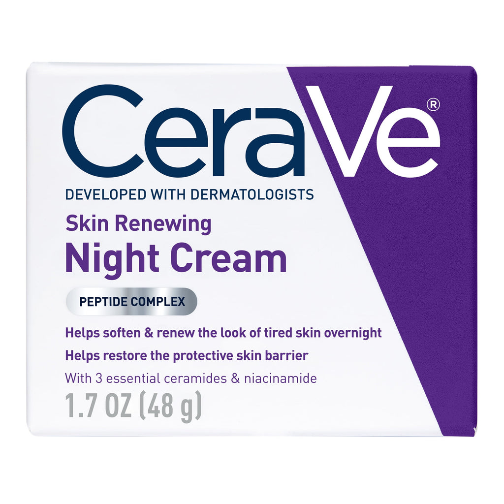 CeraVe Moisturizer Skin Renewing Night Face Cream with Peptides & Hyaluronic Acid for All Skin Types 1.7 oz