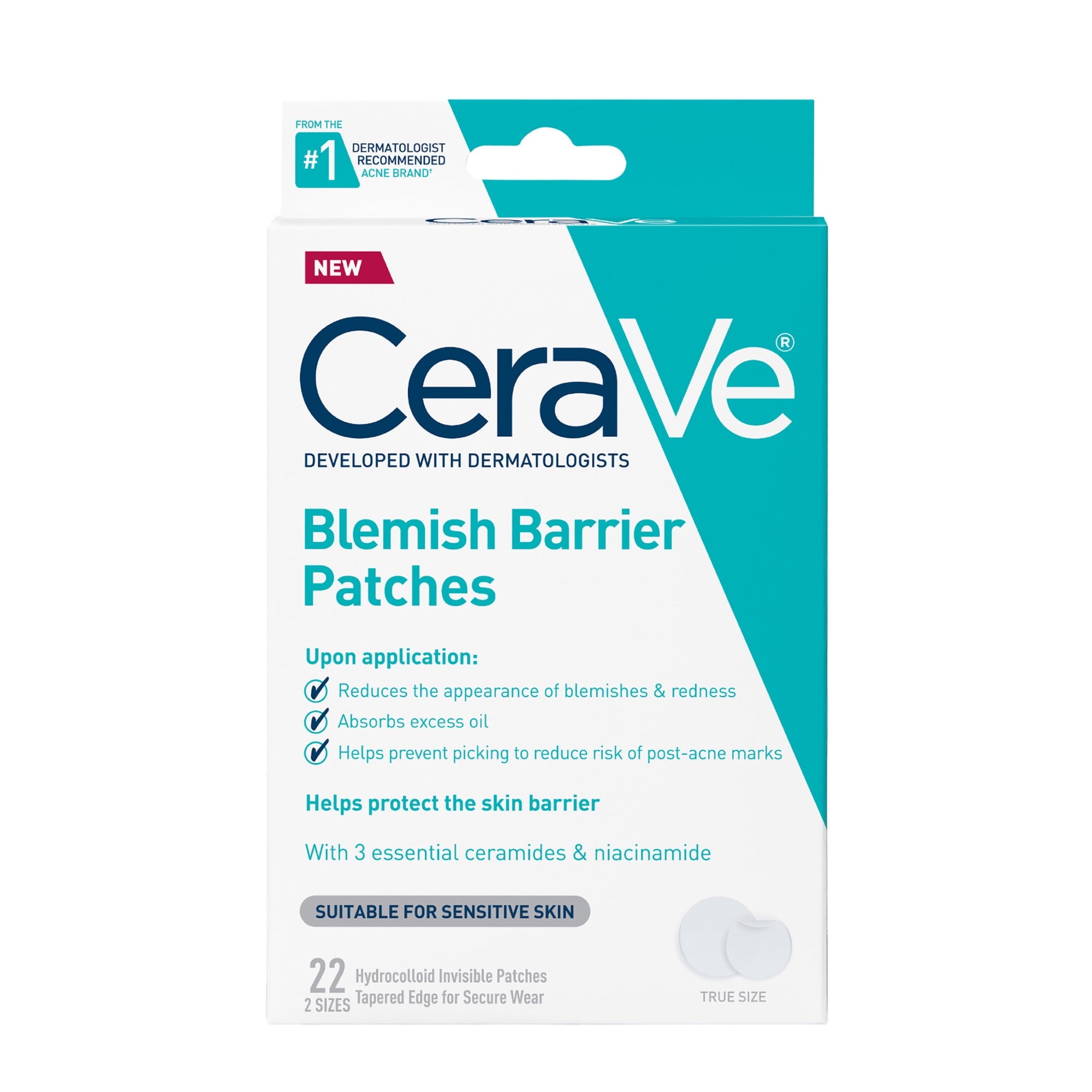 (2 pack) CeraVe Hydrocolloid Pimple Patches, Oil Absorbing Blemish Patch Blends Into All Skin Tones