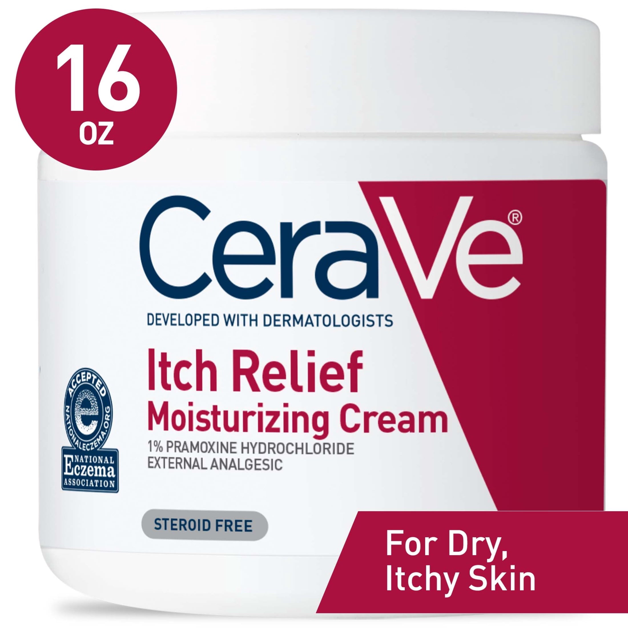 (3 pack) CeraVe Itch Relief Steroid-Free Body Cream 16 oz