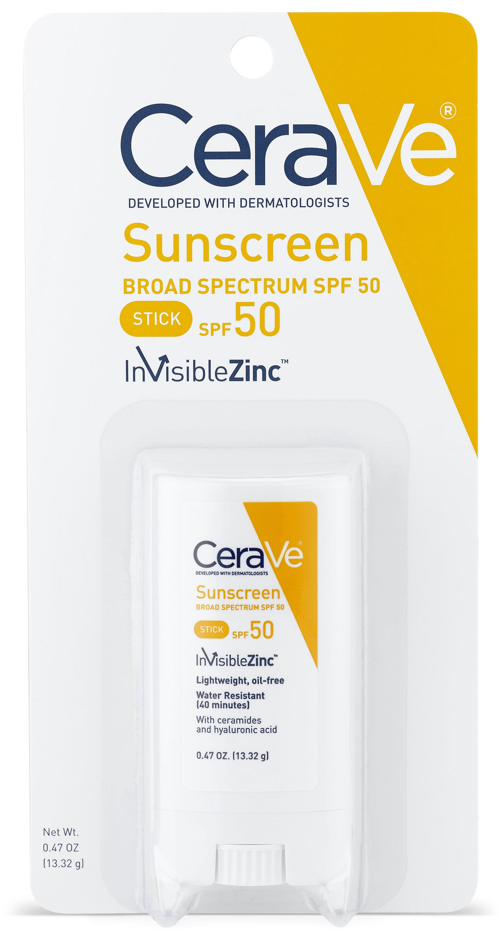 Sunscreen Stick SPF 50 by CeraVe for Unisex - 0.47 oz Sunscreen