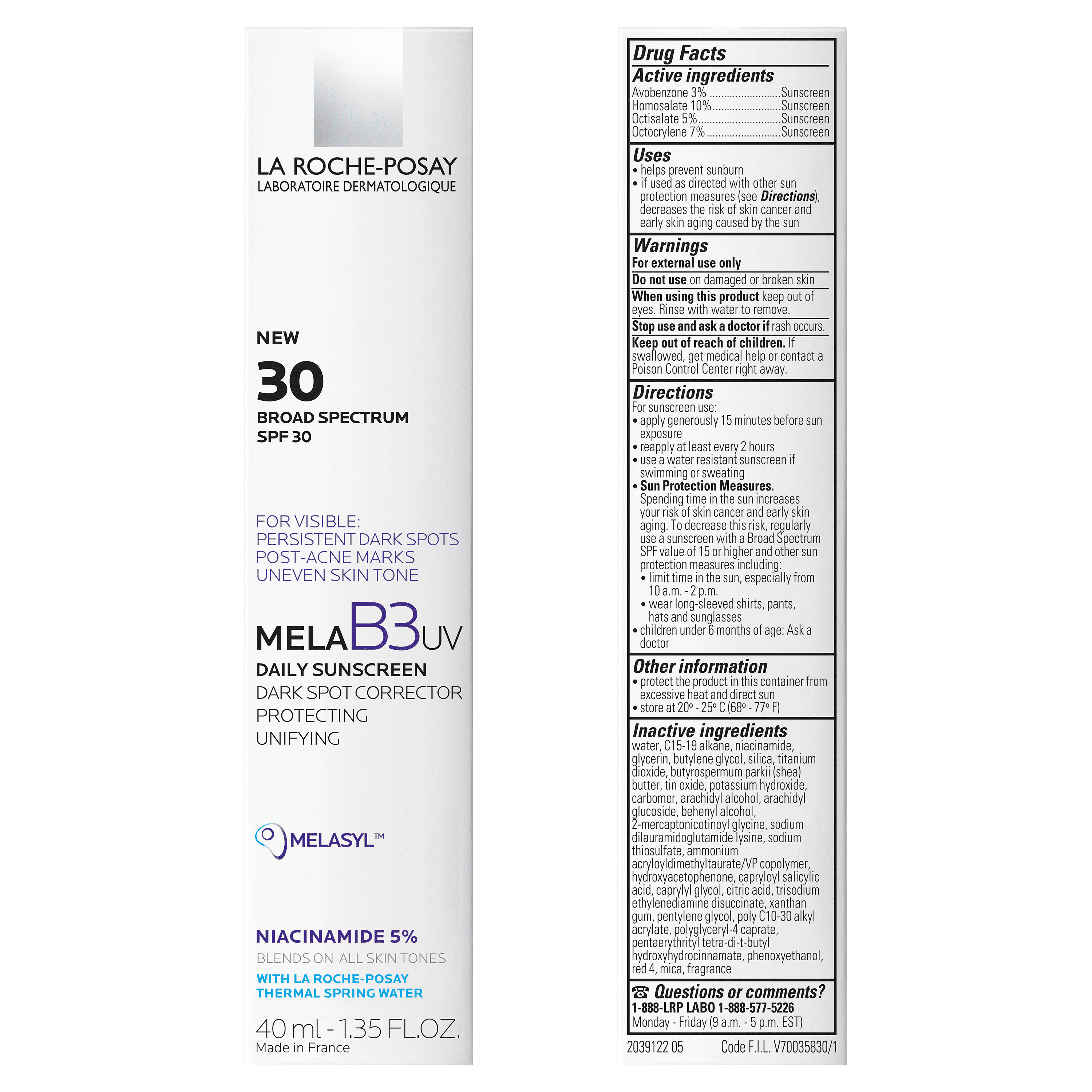 La Roche-Posay Mela B3 UV Daily Sunscreen SPF 30, 1.35 fl oz
