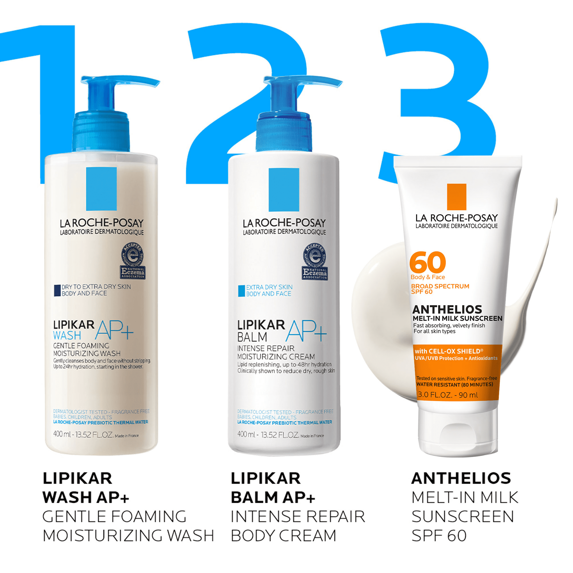 La Roche-Posay Anthelios Melt-In Milk Sunscreen SPF 60 Face and Body for All Skin Types 3.0 fl oz