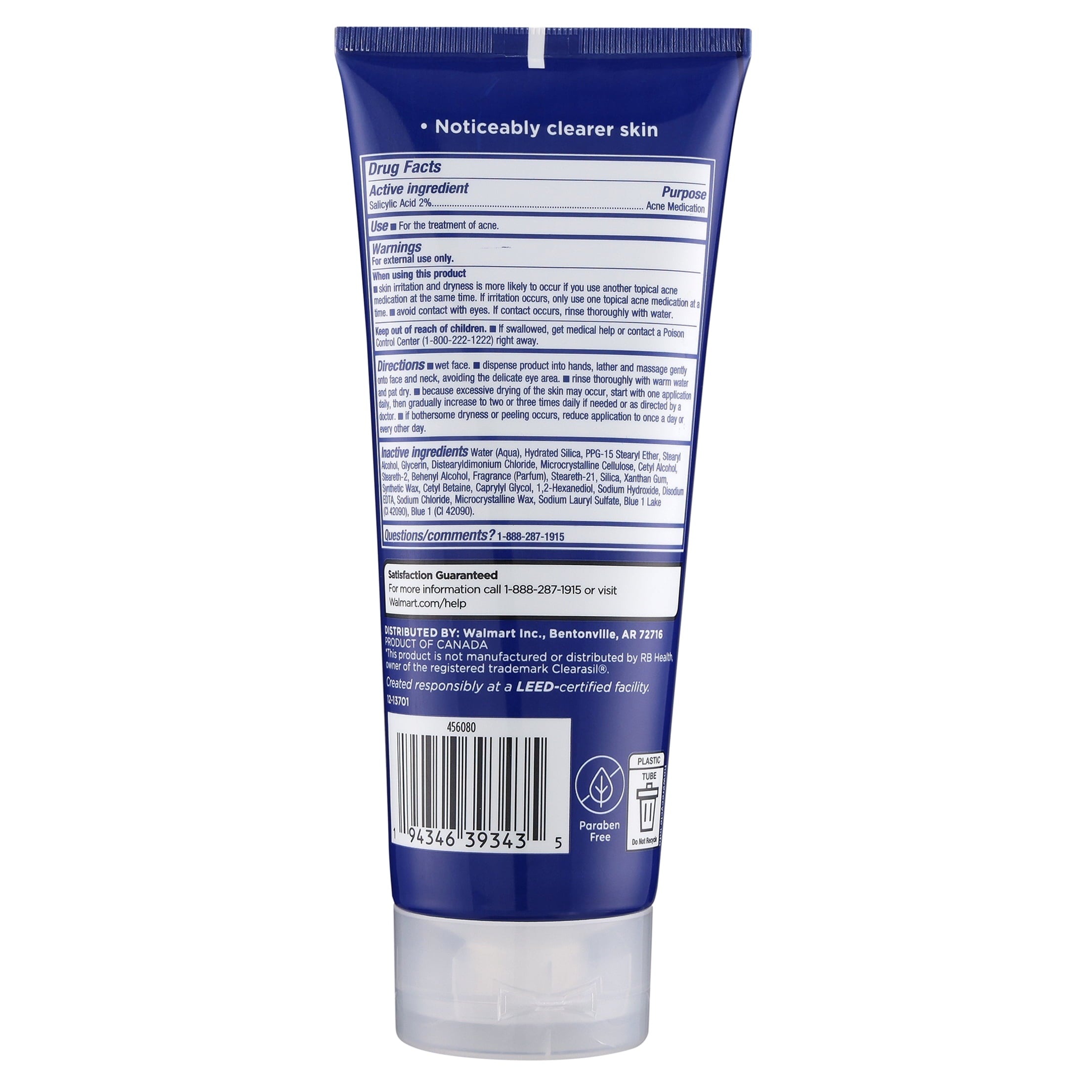 Equate Stubborn Acne Control Exfoliating Wash with Salicylic Acid, 6.78 fl oz