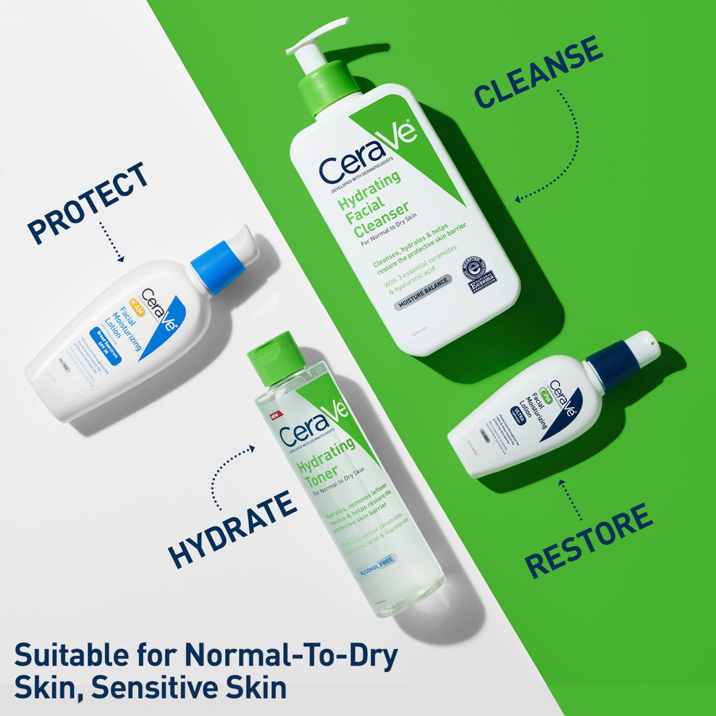 (2 pack) PR CeraVe Hydrating Facial Toner, Alcohol Free Toner for Normal to Dry Skin 6.8 fl oz