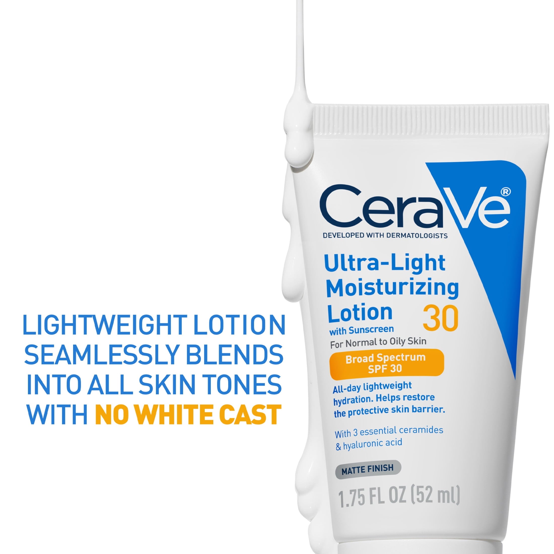 CeraVe Sunscreen Ultra-Light Moisturizing Face Lotion SPF 30 for Normal to Oily Skin, 1.75 fl oz