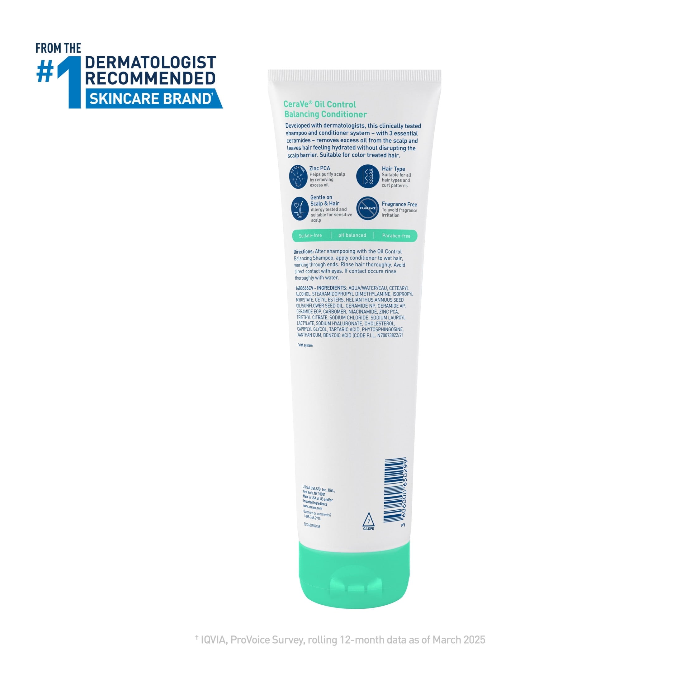 CeraVe Oil Control Balancing Conditioner for Normal to Oily Scalp & Hair, 9 fl oz