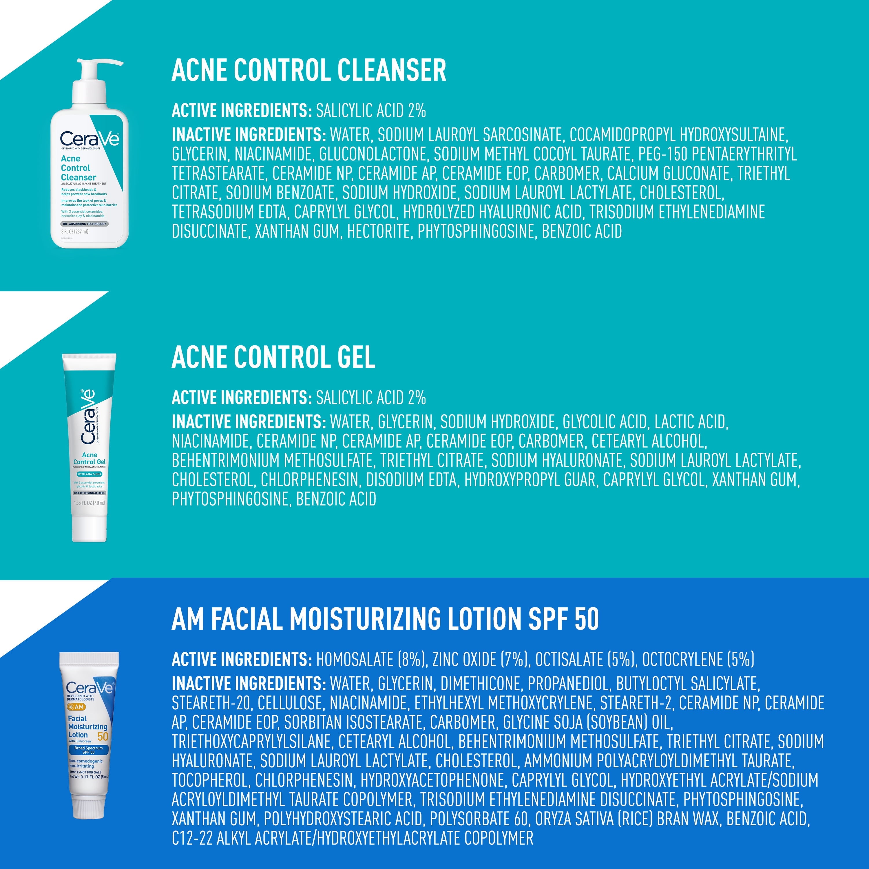 CeraVe Acne Essentials Skincare Set 3-Step Routine for Acne-Prone Skin