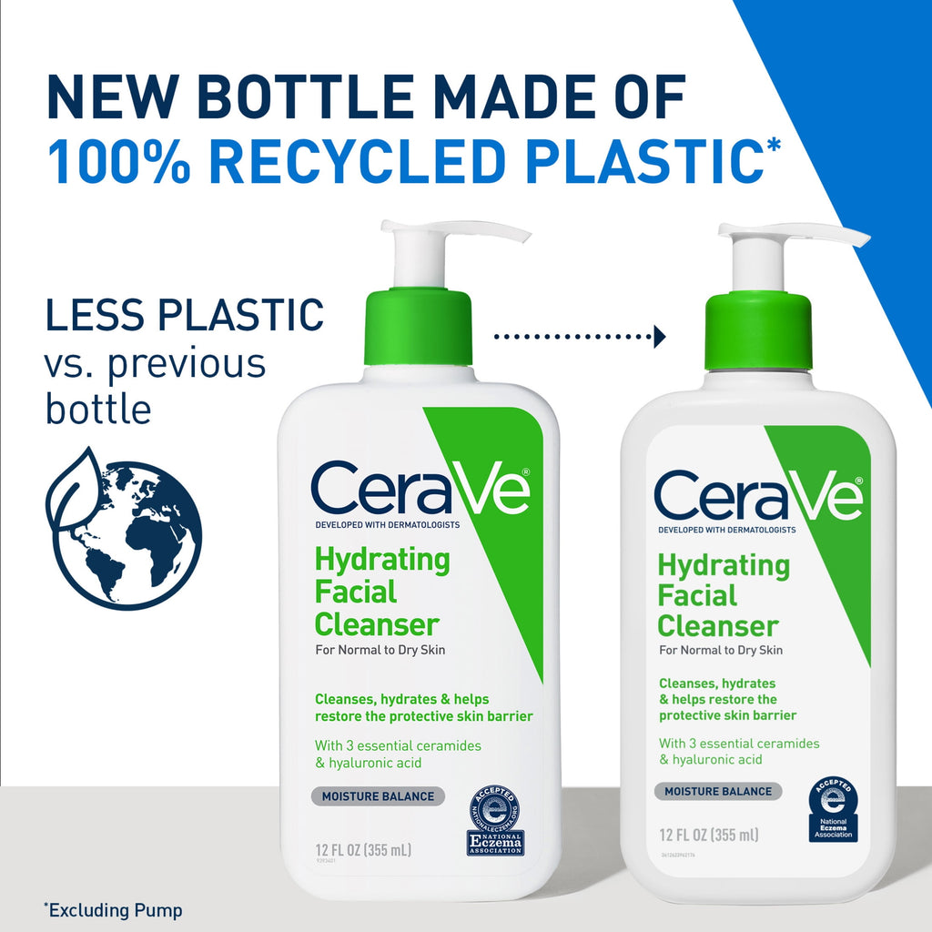CeraVe Hydrating Facial Cleanser Bundle with CeraVe Hair Samples, 14 fl oz