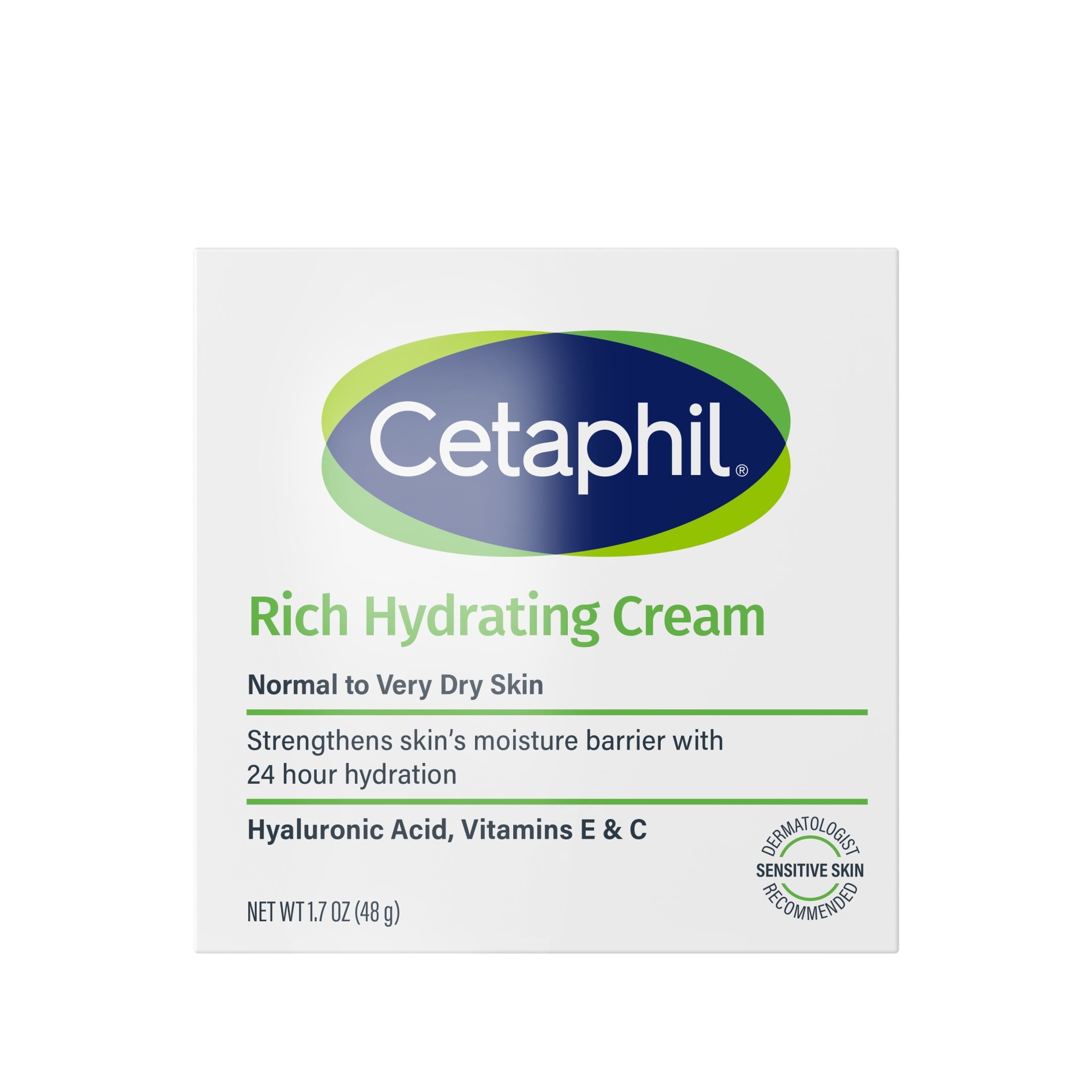 Cetaphil Rich Hydrating Face Cream Travel Size Moisturizer for Dry to Normal Skin with Hyaluronic Acid, 1.7 fl oz