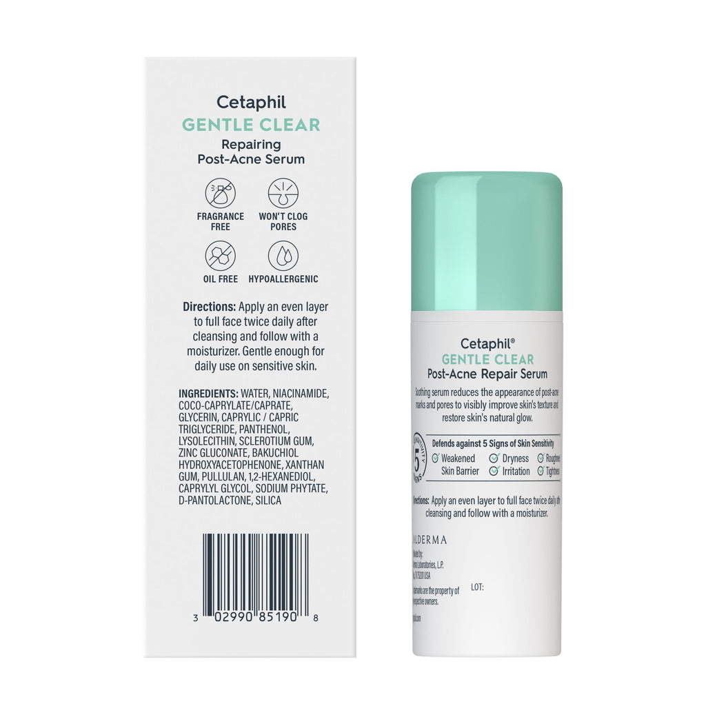 Cetaphil Gentle Clear Repairing Post-Acne Serum, Retinol Alternative, Oil Free Serum, Acne-Prone Skin, 1 fl oz