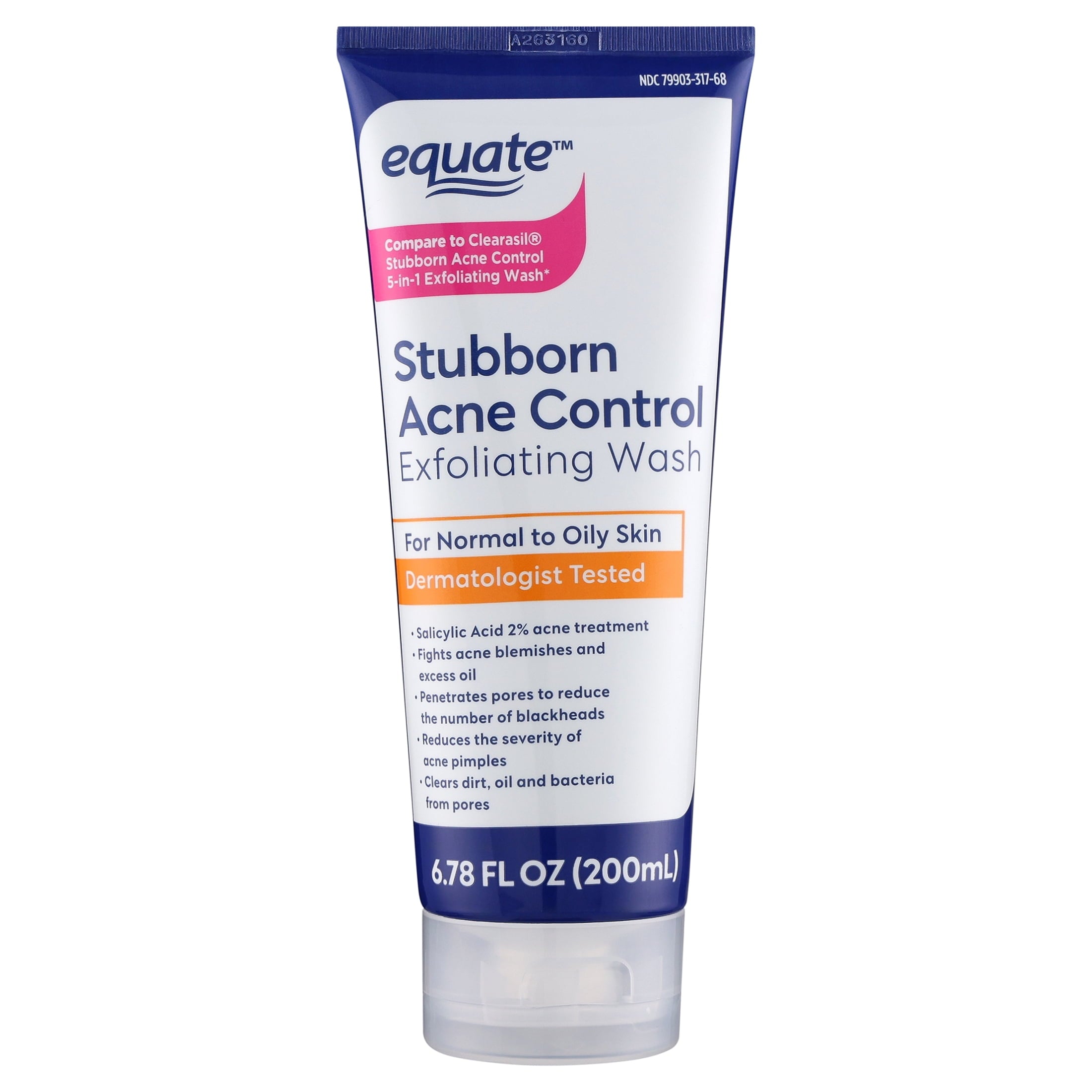 Equate Stubborn Acne Control Exfoliating Wash with Salicylic Acid, 6.78 fl oz