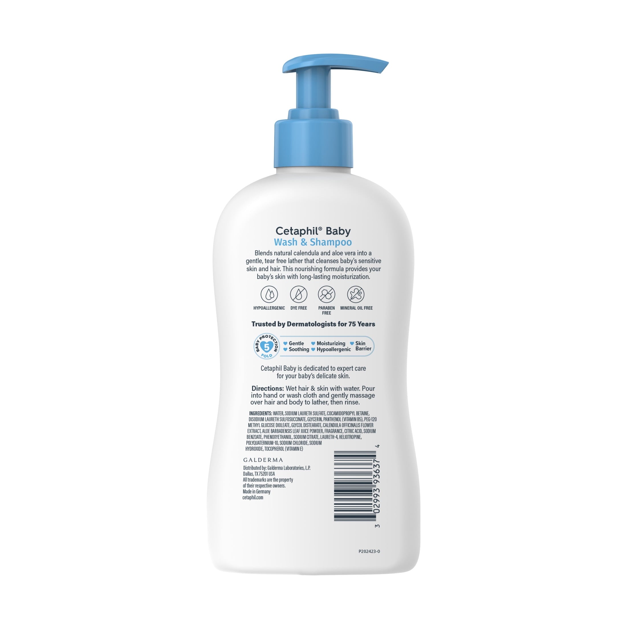 Cetaphil Baby Moisturizing Shampoo and Body Wash with Aloe Vera&nbsp;and Natural Calendula, 13.5 fl oz