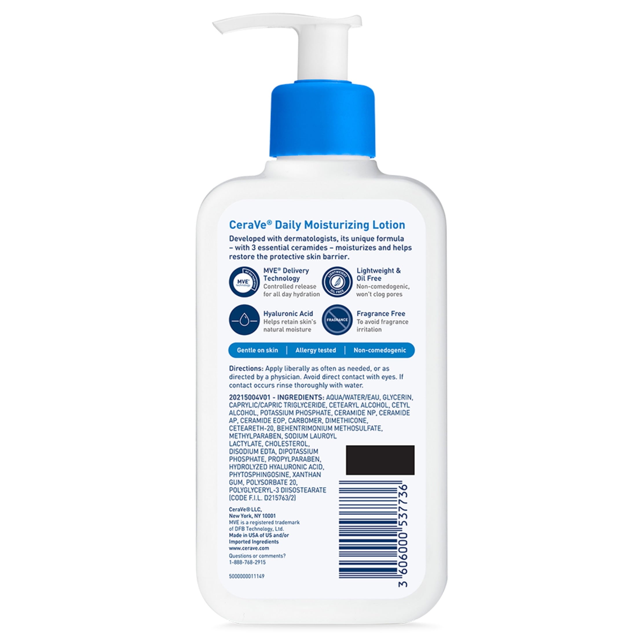 CeraVe Daily Moisturizing Face & Body Lotion with Hyaluronic Acid for Normal to Dry Skin, 8 oz