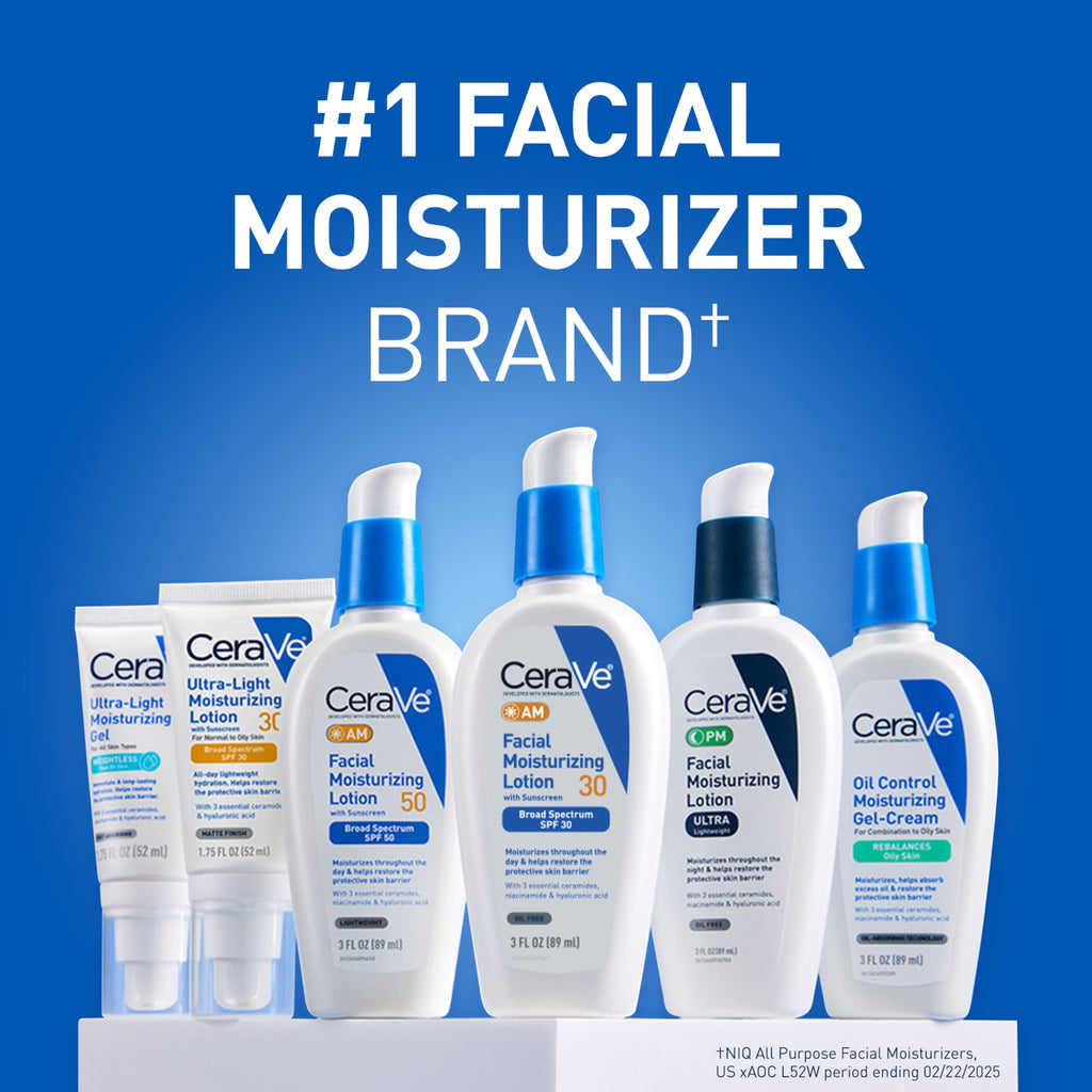 CeraVe Sunscreen Ultra-Light Moisturizing Face Lotion SPF 30 for Normal to Oily Skin, 1.75 fl oz
