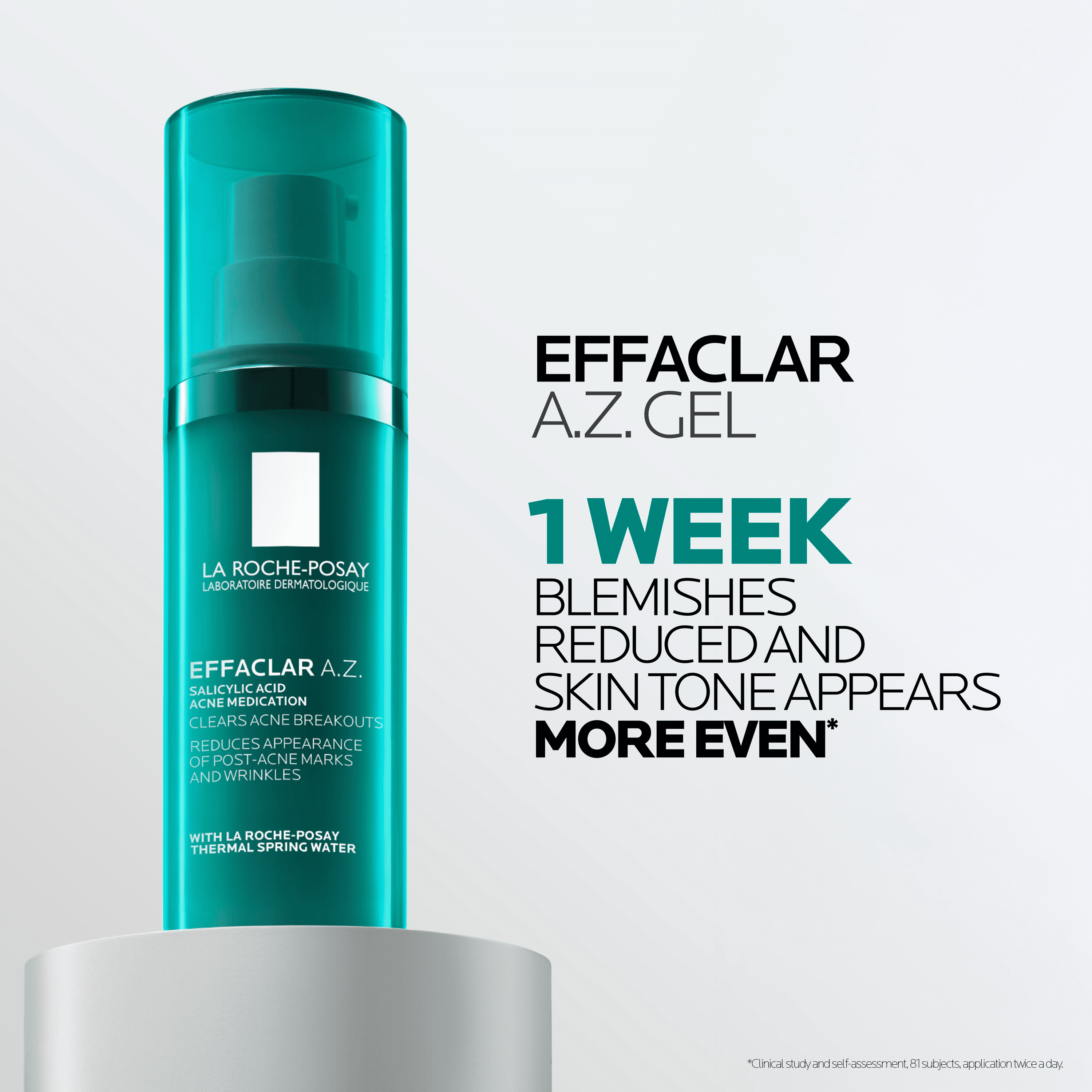 La Roche-Posay Effaclar AZ Acne Treatment Gel for Blemishes and Dark Spots with Salicylic Acid, 1.35 fl oz