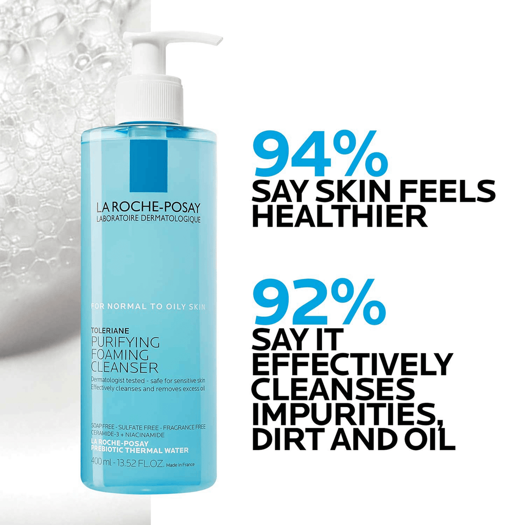 La Roche-Posay Toleriane Purifying Foaming Face Wash for Oily and Normal Skin, Oil-Free Facial Cleanser,13.52 fl oz