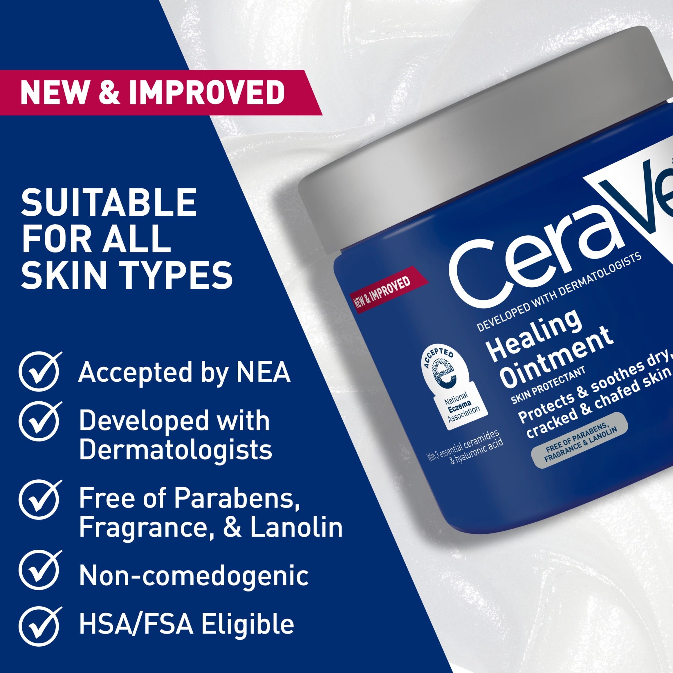 (2 pack) CeraVe Healing Ointment for Face & Body, Protects and Soothes Dry, Cracked, & Chafed Skin 12 oz