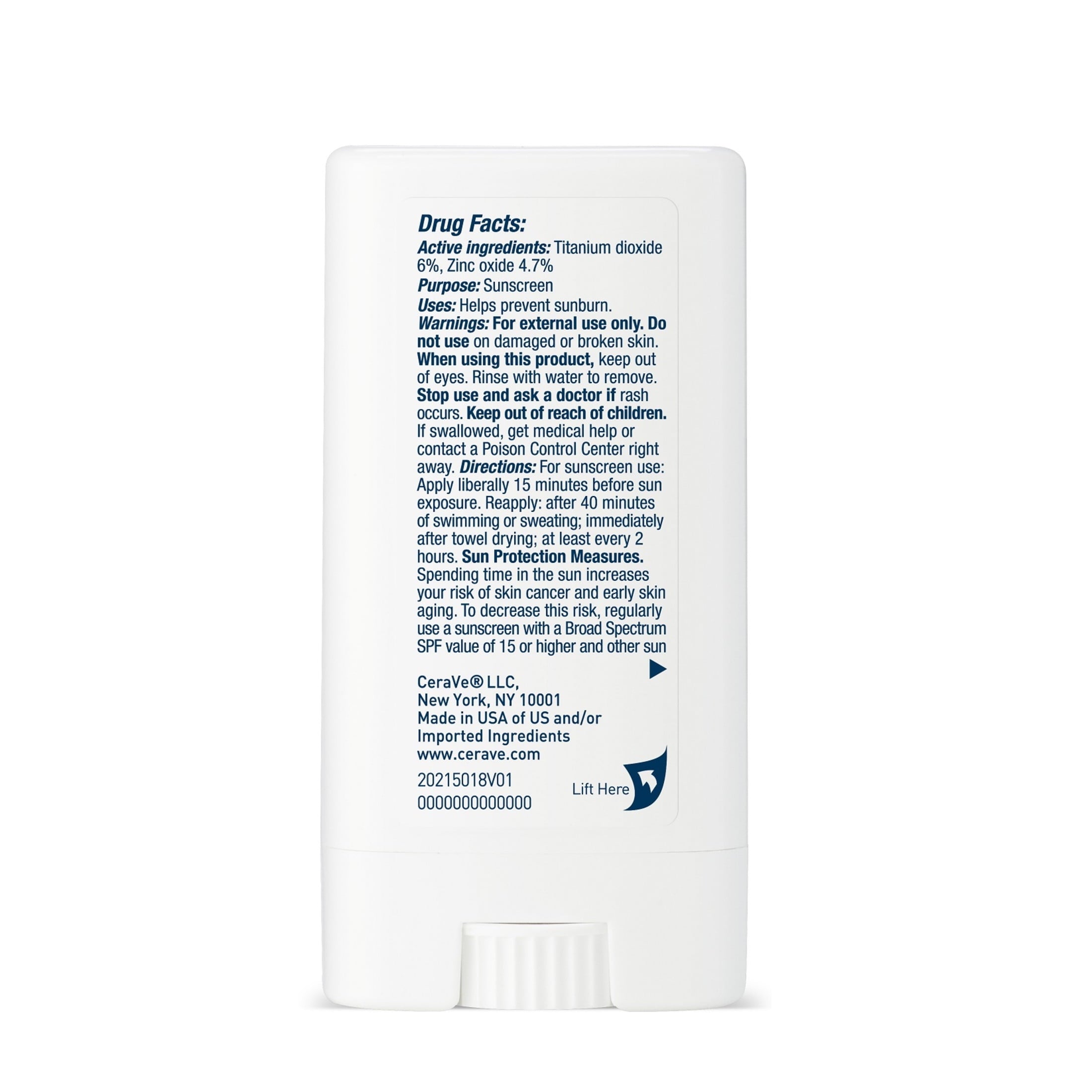 CeraVe Sunscreen Stick SPF 50, 0.47 Ounce, Mineral Sunscreen for Kids & Adults