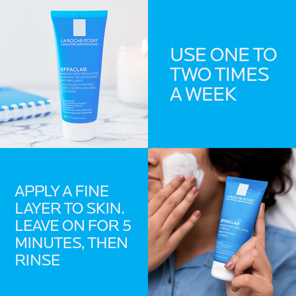 La Roche-Posay Effaclar Shine Control Clay Mask, 3.38 fl oz