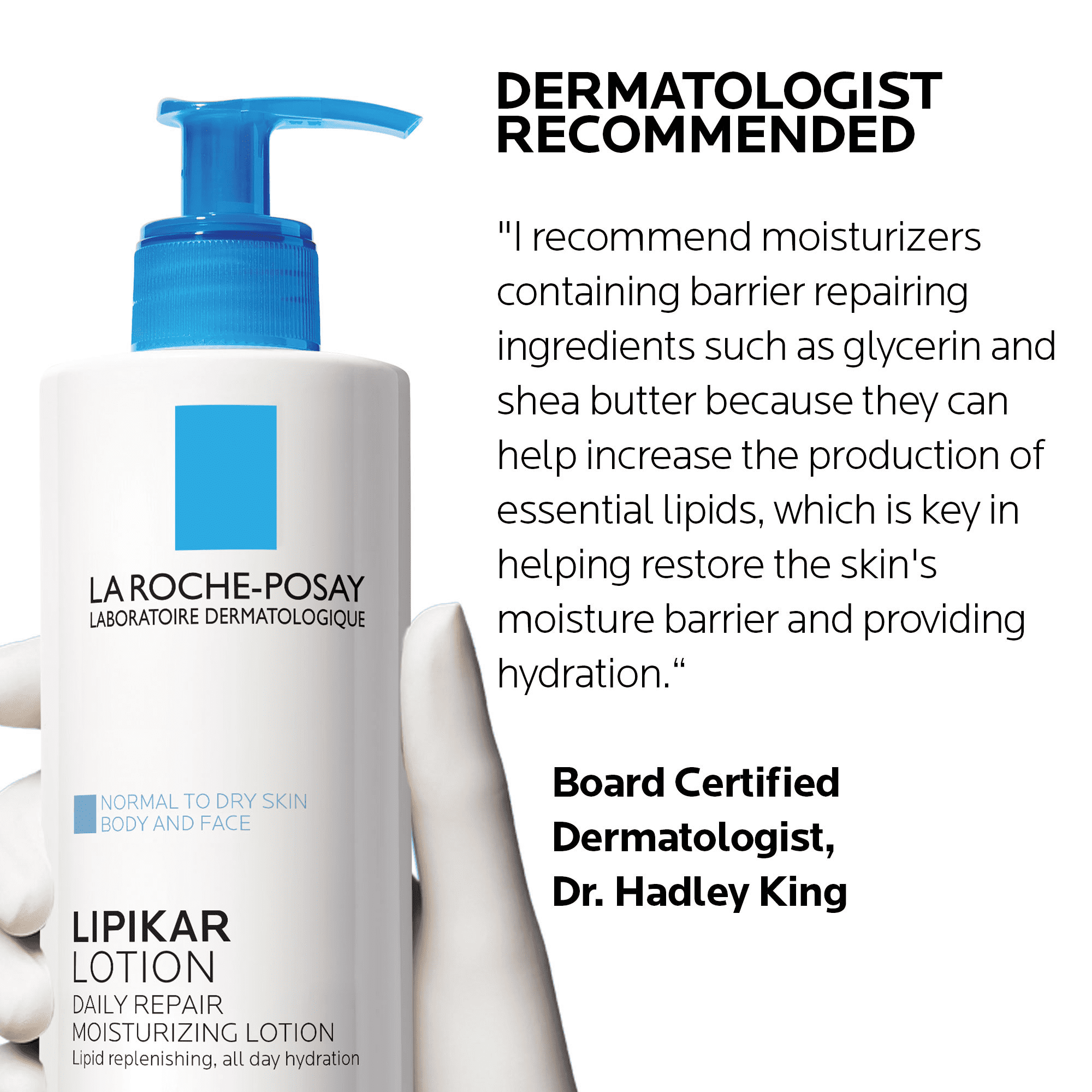 La Roche-Posay Lipikar Daily Face & Body Moisturizing Lotion for Normal to Dry Skin, 13.52 fl oz