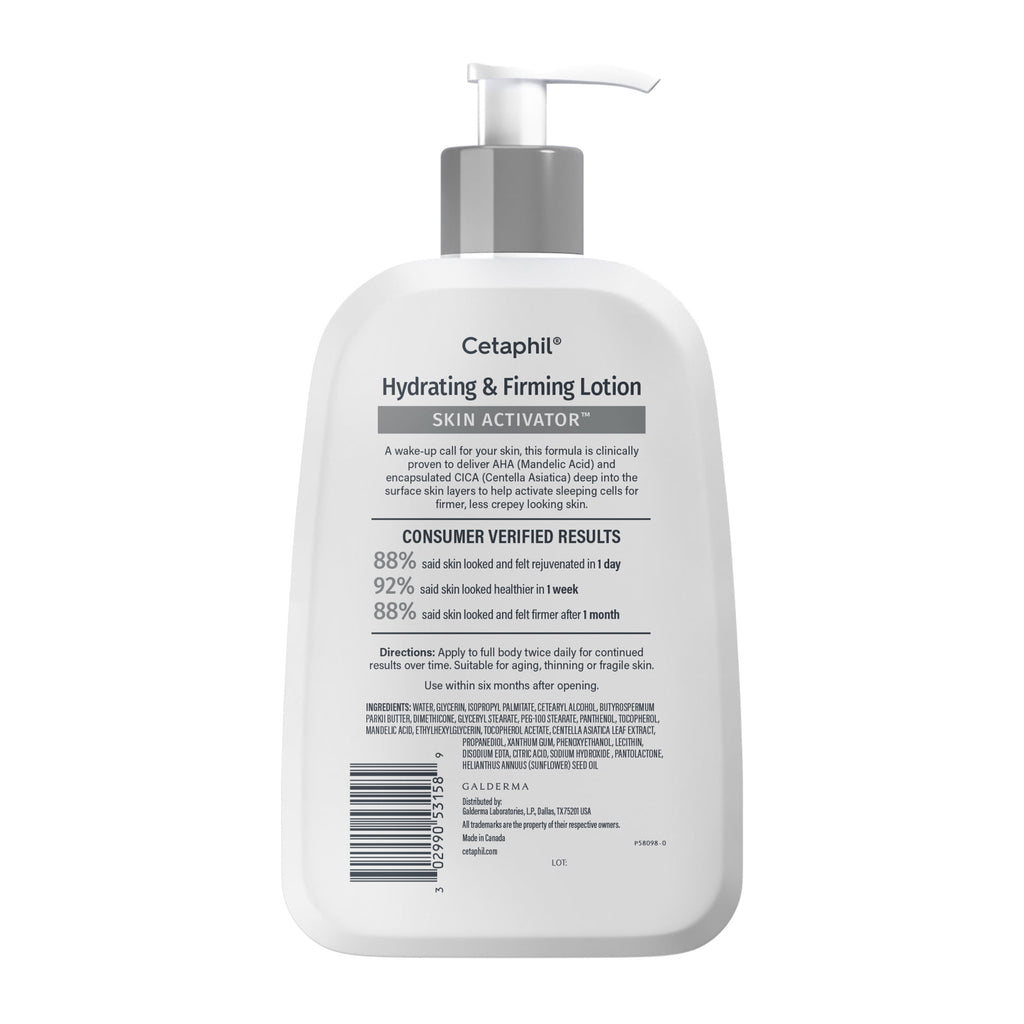 CETAPHIL Skin Activator Hydrating & Firming Body Lotion, Mandelic Acid (AHA) and Centella Asiatica (CICA) Body Moisturizer, Hydrates and Firms Aging Skin, Anti-Aging Body Skin Care, 16 oz