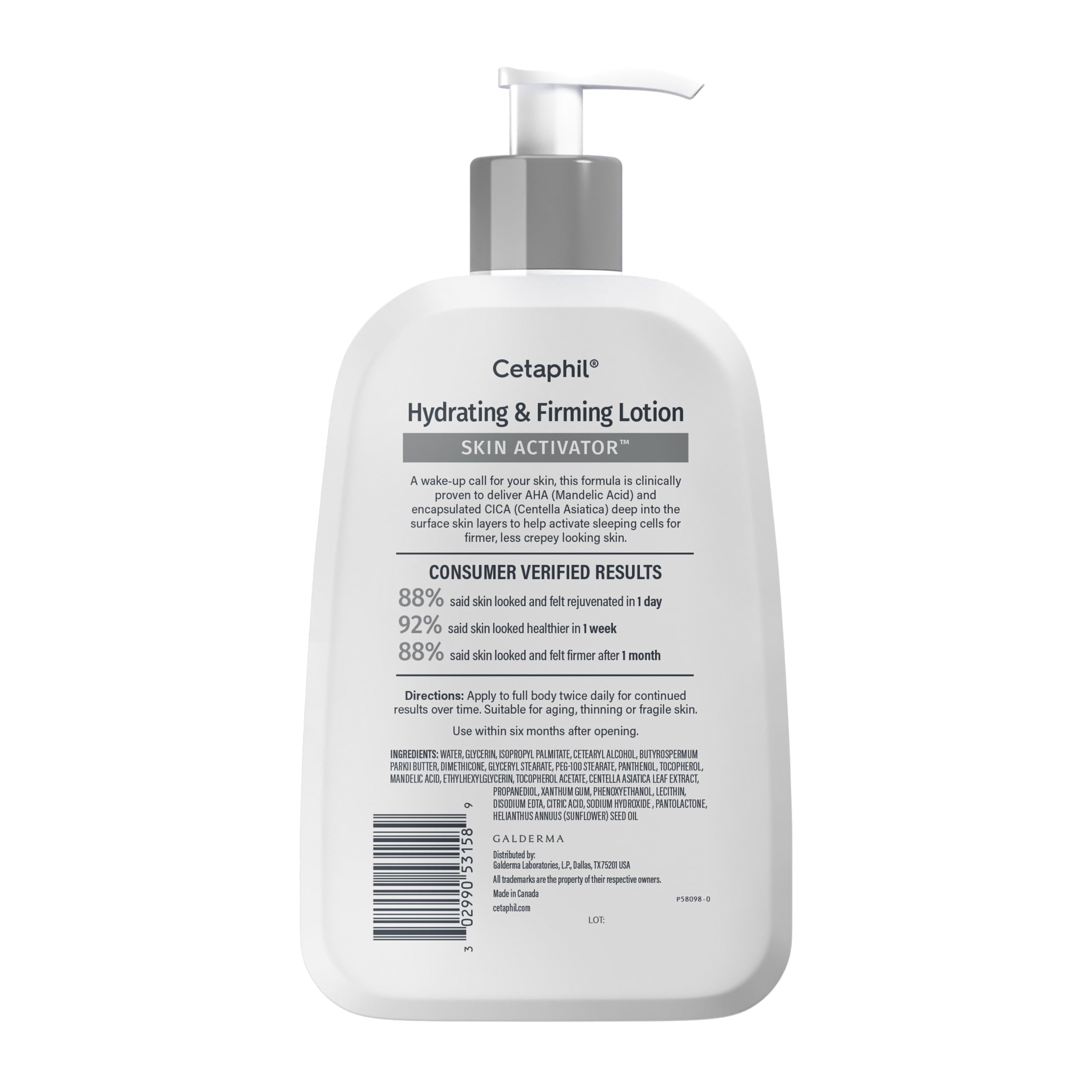 CETAPHIL Skin Activator Hydrating & Firming Body Lotion, Mandelic Acid (AHA) and Centella Asiatica (CICA) Body Moisturizer, Hydrates and Firms Aging Skin, Anti-Aging Body Skin Care, 16 oz