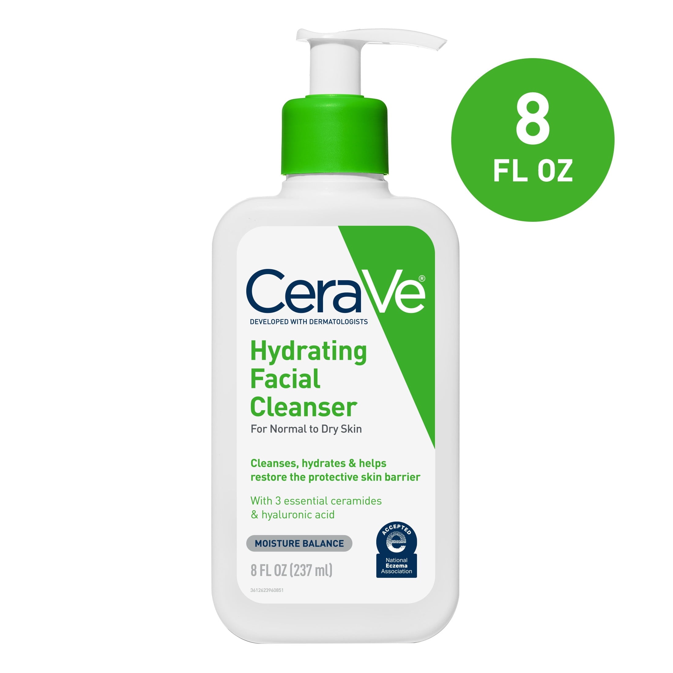 CeraVe Hydrating Facial Cleanser, Daily Face Wash for Normal to Dry Skin, 8 fl oz.