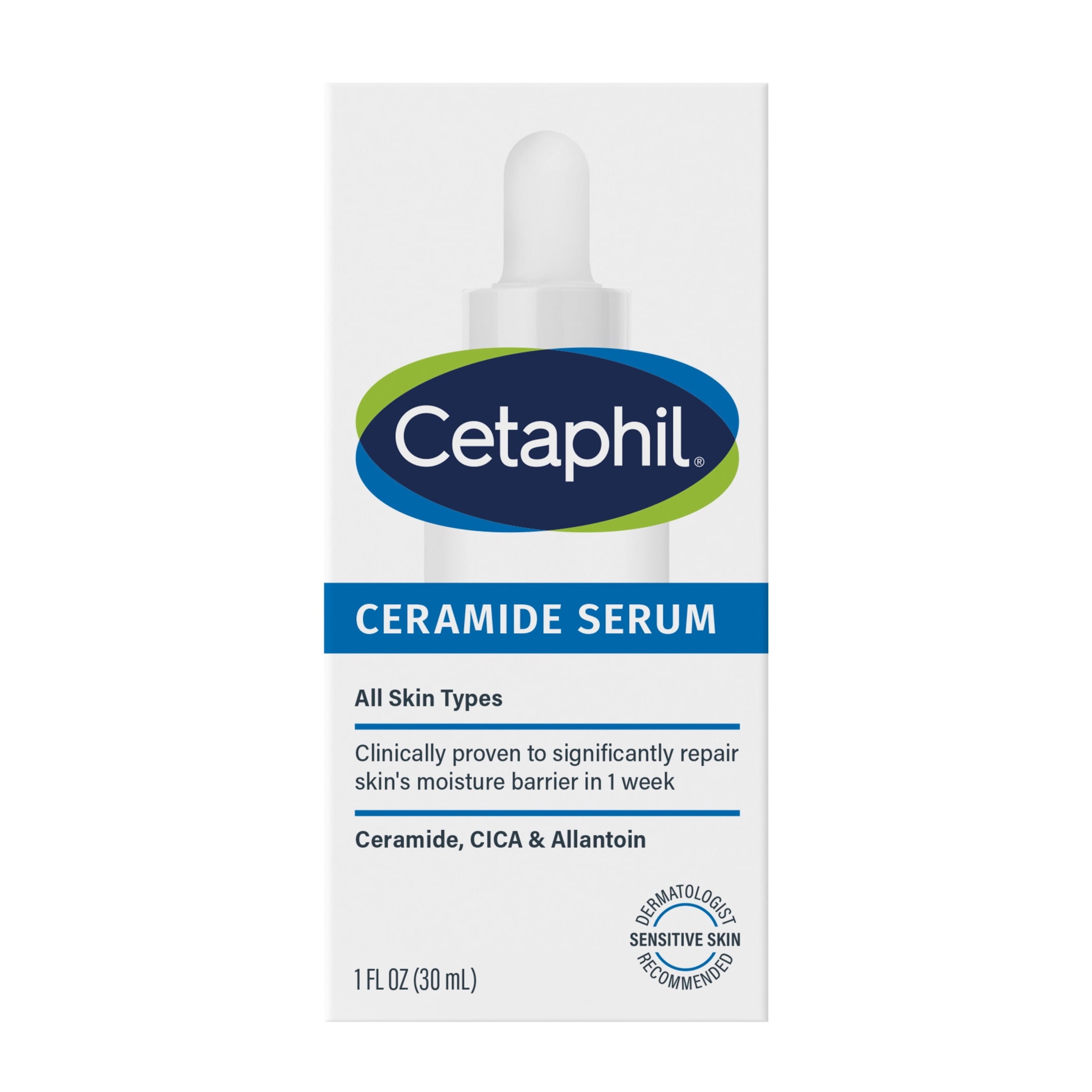CETAPHIL Ceramide Face Serum, Lightweight Serum for All Skin Types, Ceramides, CICA & Allantoin, 1 fl oz