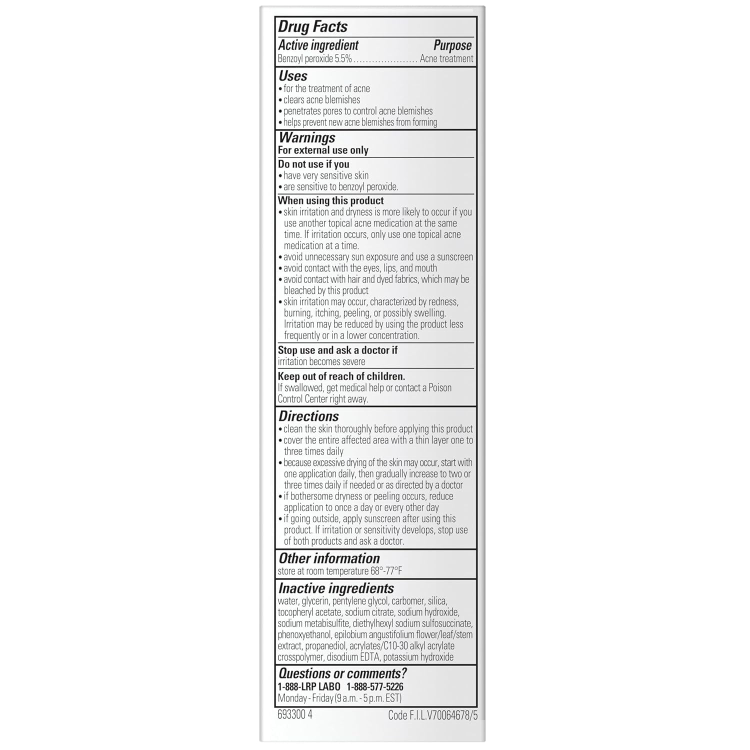 La Roche-Posay Effaclar BPO Multi-Target 5.5% Benzoyl Peroxide Acne Spot Treatment Cream, 0.7 fl oz