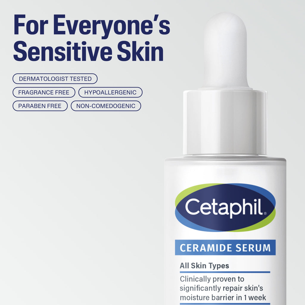 CETAPHIL Ceramide Face Serum, Lightweight Serum for All Skin Types, Ceramides, CICA & Allantoin, 1 fl oz