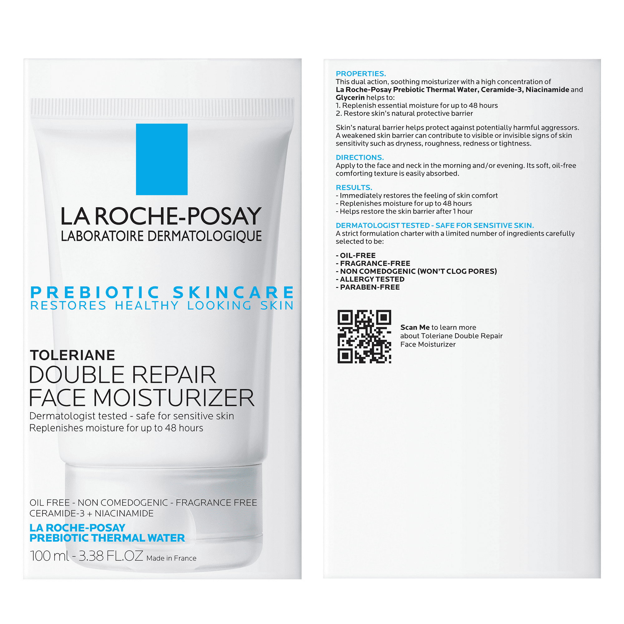 La Roche-Posay Toleriane Double Repair Face Moisturizer for Sensitive Skin, 3.38 fl oz
