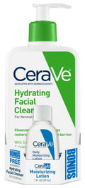 CeraVe Hydrating Facial Cleanser, Face Wash for Normal to Dry Skin, 12 fl oz + BONUS CeraVe Lotion Sample