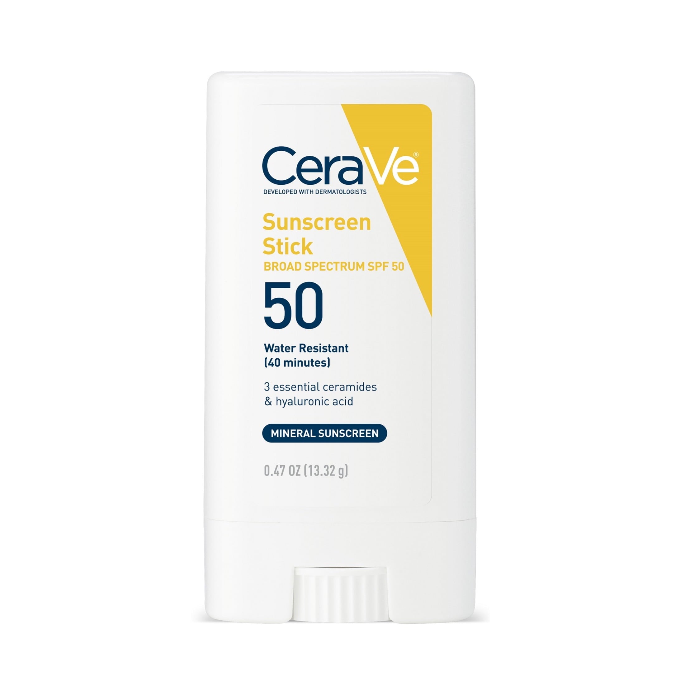 CeraVe Sunscreen Stick SPF 50, 0.47 Ounce, Mineral Sunscreen for Kids & Adults
