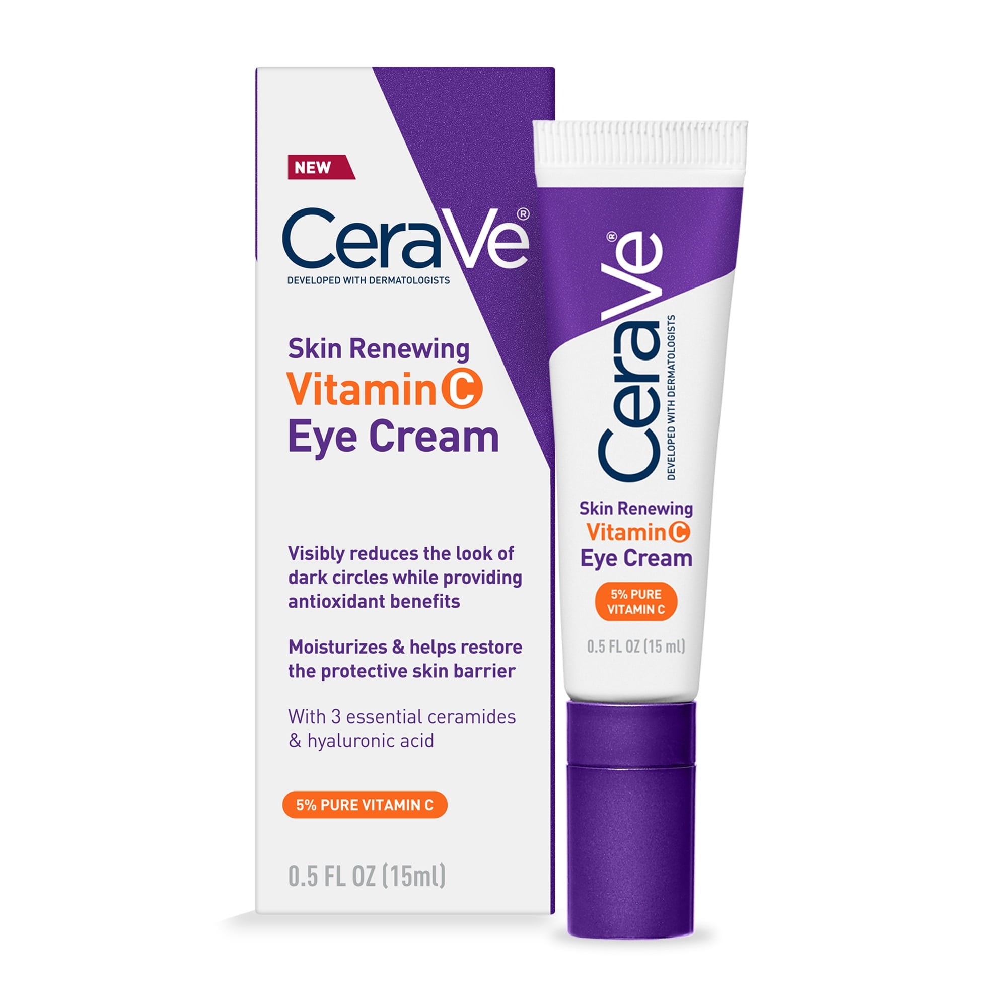 CeraVe Skin Renewing Vitamin C Eye Cream for Dark Circles and Puffiness, 0.5 fl oz