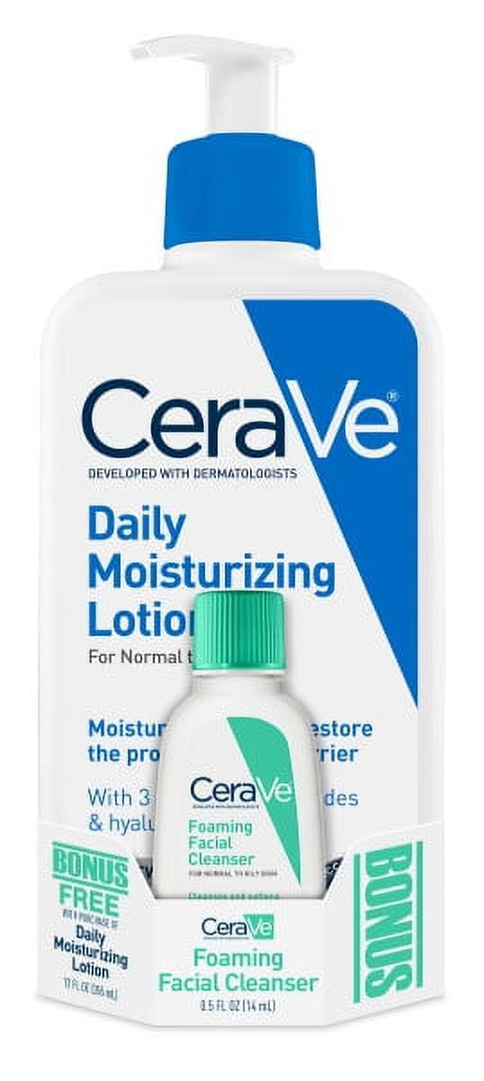 Cerave Daily Moisturizing Lotion, Lightweight, 12 fl oz + BONUS CeraVe Foaming Cleanser