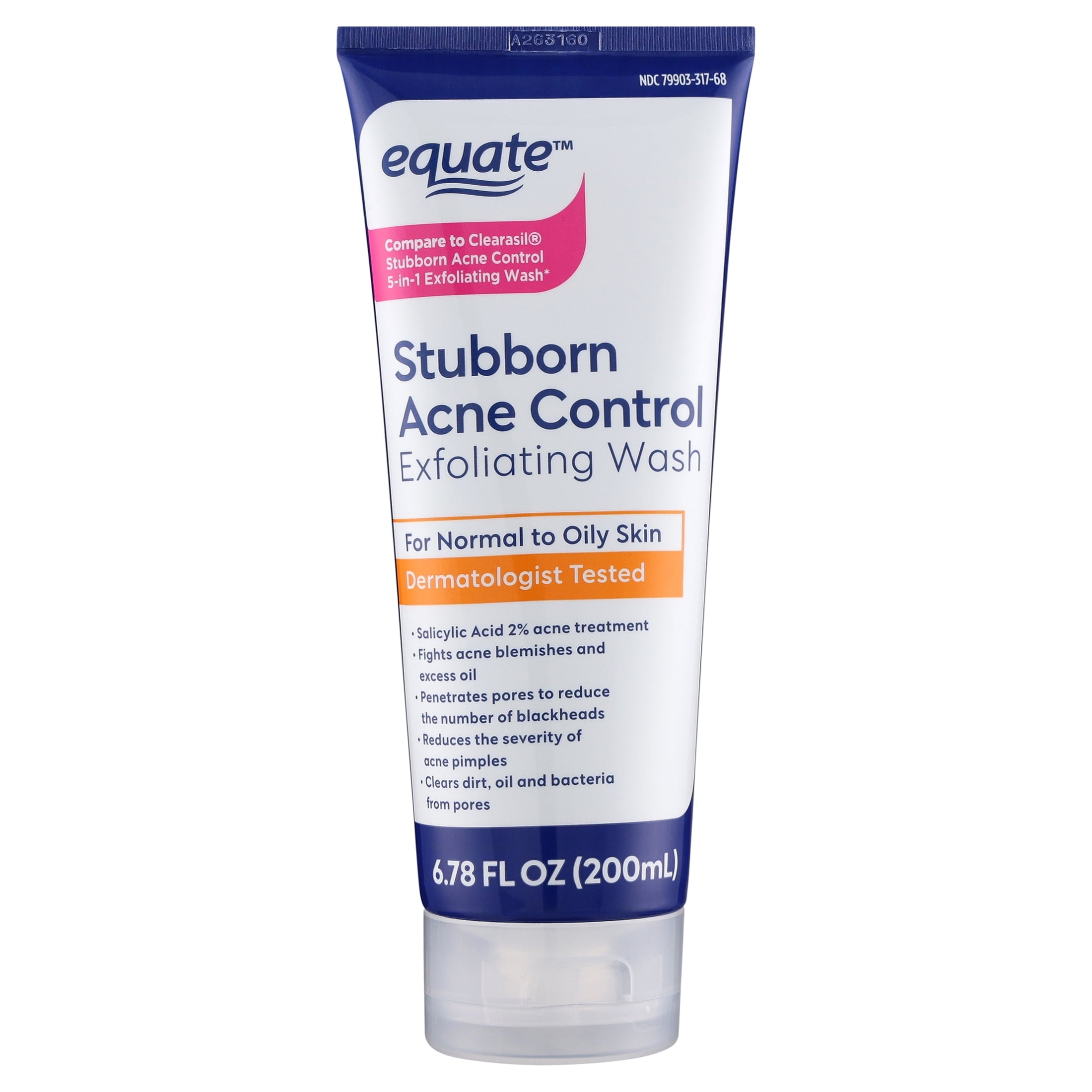 Equate Stubborn Acne Control Exfoliating Wash with Salicylic Acid, 6.78 fl oz