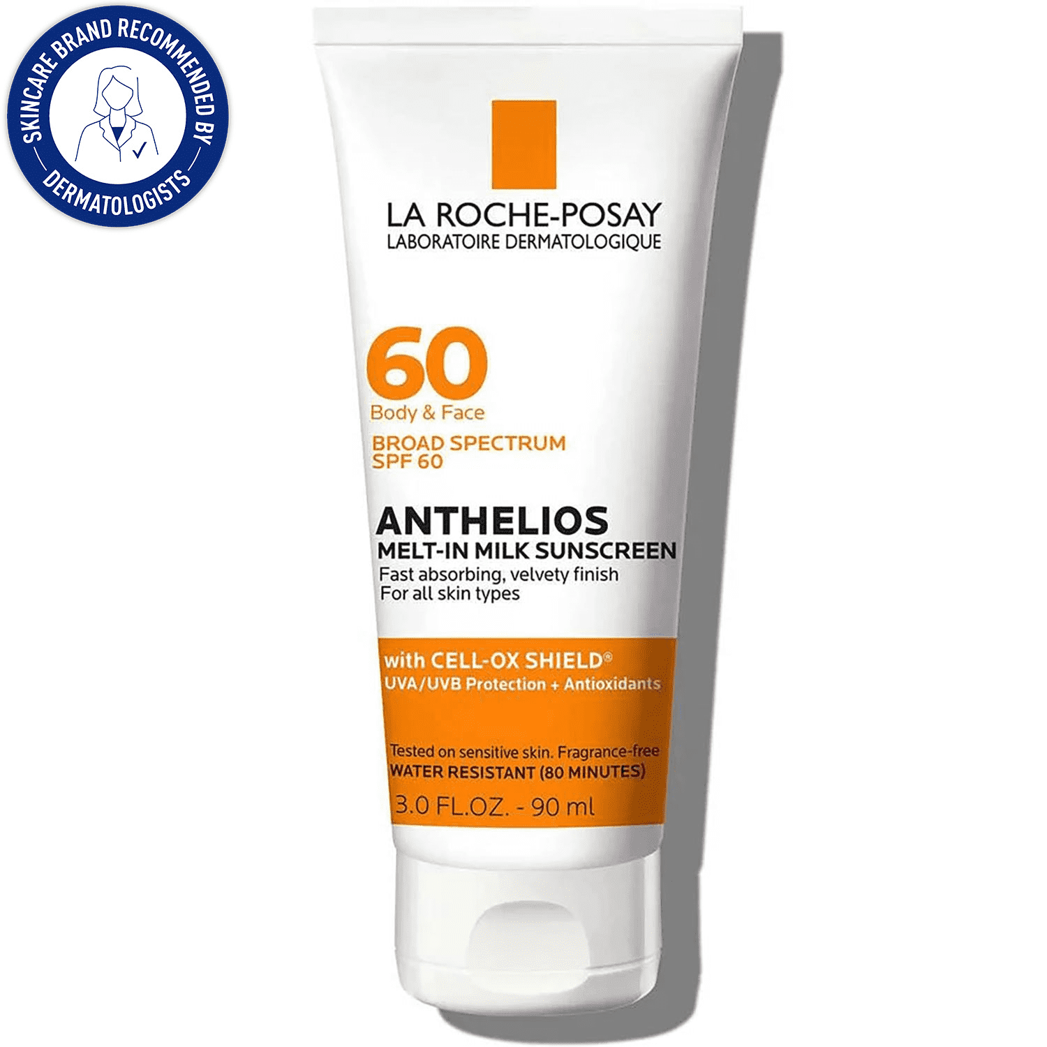 La Roche-Posay Anthelios Melt-In Milk Sunscreen SPF 60 Face and Body for All Skin Types 3.0 fl oz